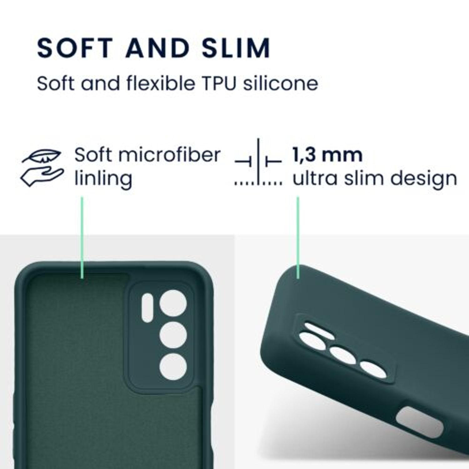 Husa Kwmobile pentru OPPO A16/A16s, Silicon, Verde, 57572.57 fotografia produsului View 2 L