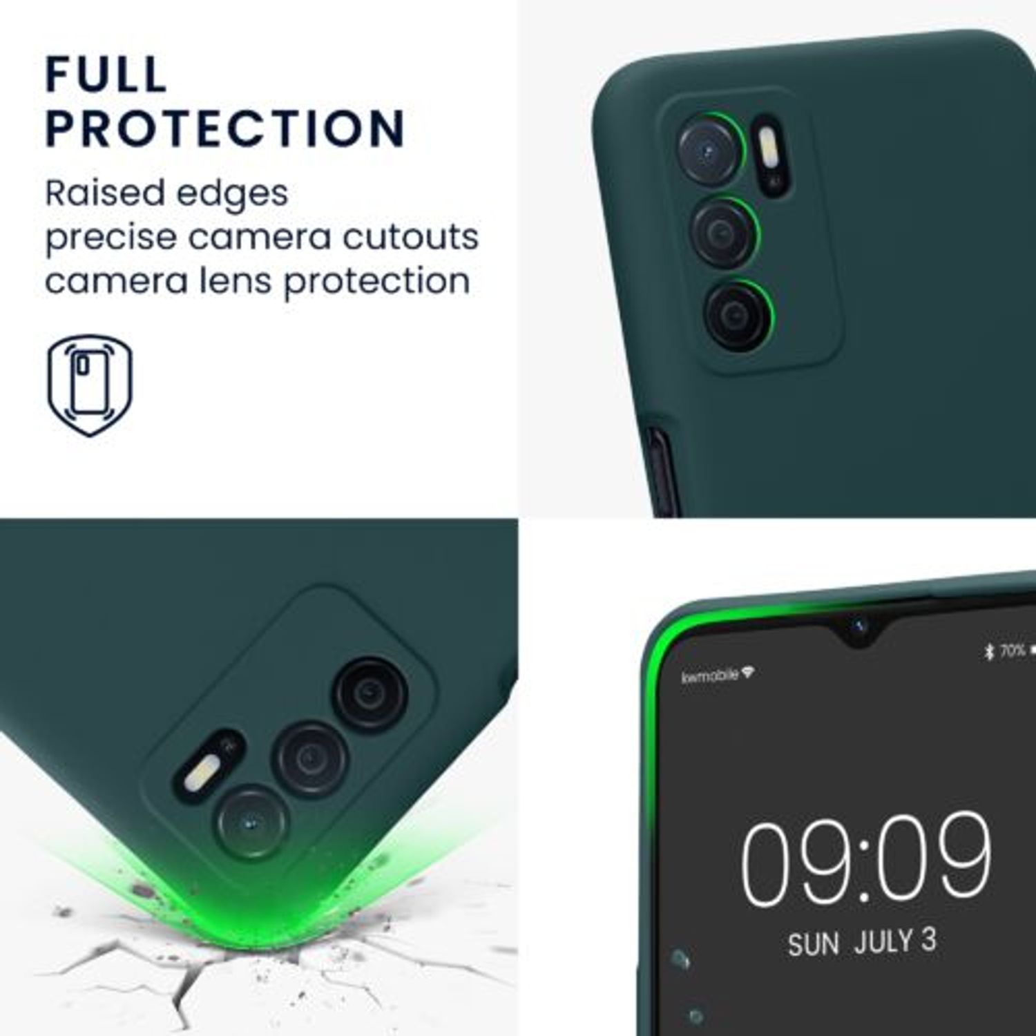 Husa Kwmobile pentru OPPO A16/A16s, Silicon, Verde, 57572.57 fotografia produsului View 6 L