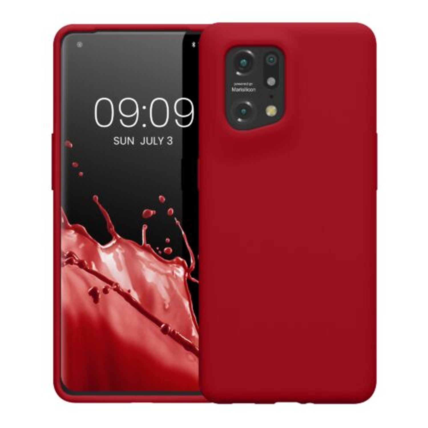 Husa Kwmobile pentru OPPO Find X5, Silicon, Rosu, 57629.100 fotografia produsului