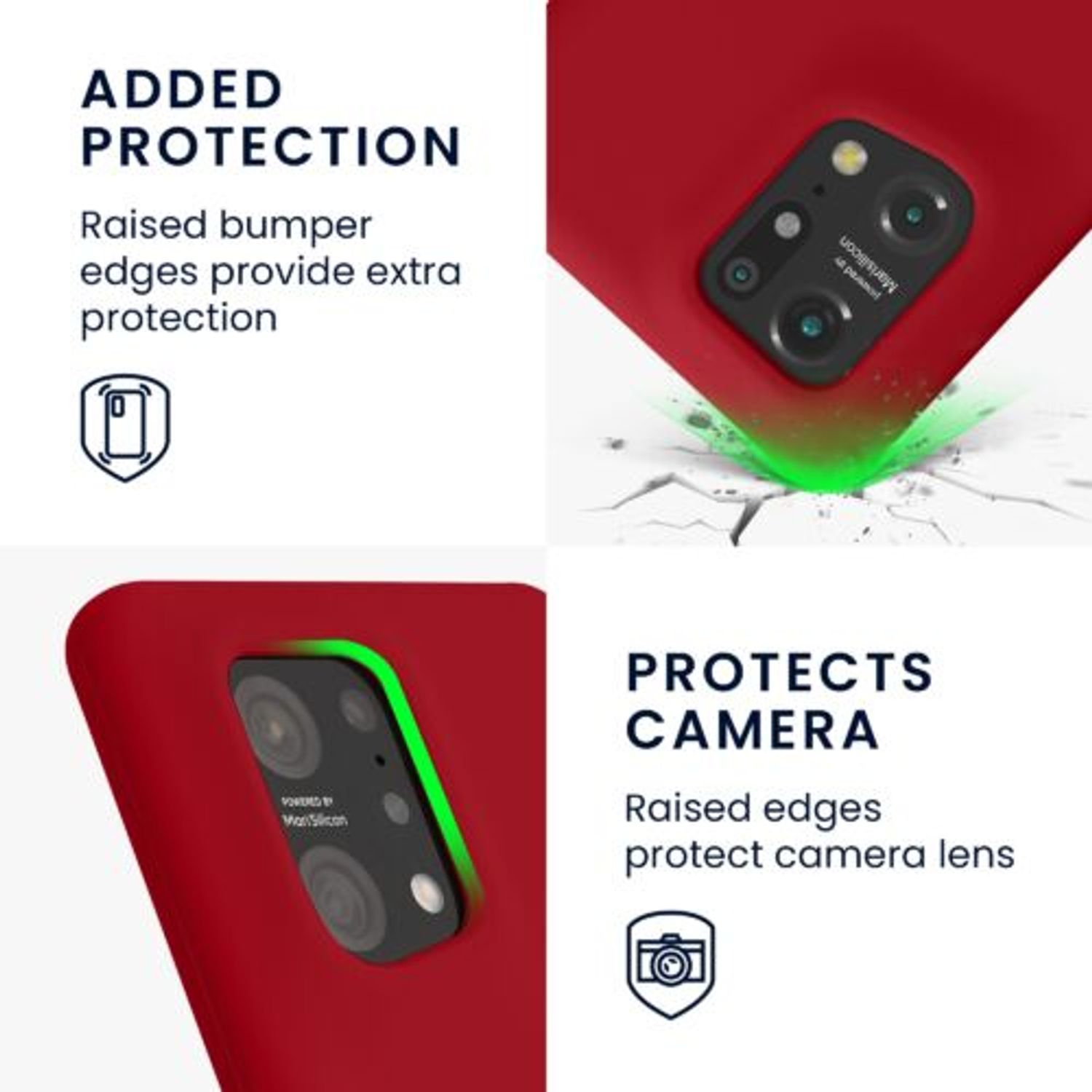 Husa Kwmobile pentru OPPO Find X5, Silicon, Rosu, 57629.100 fotografia produsului View 3 L