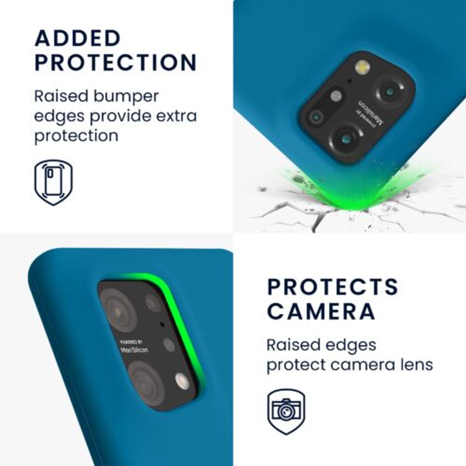 Husa Kwmobile pentru OPPO Find X5, Silicon, Albastru, 57629.224 fotografia produsului View 3 L