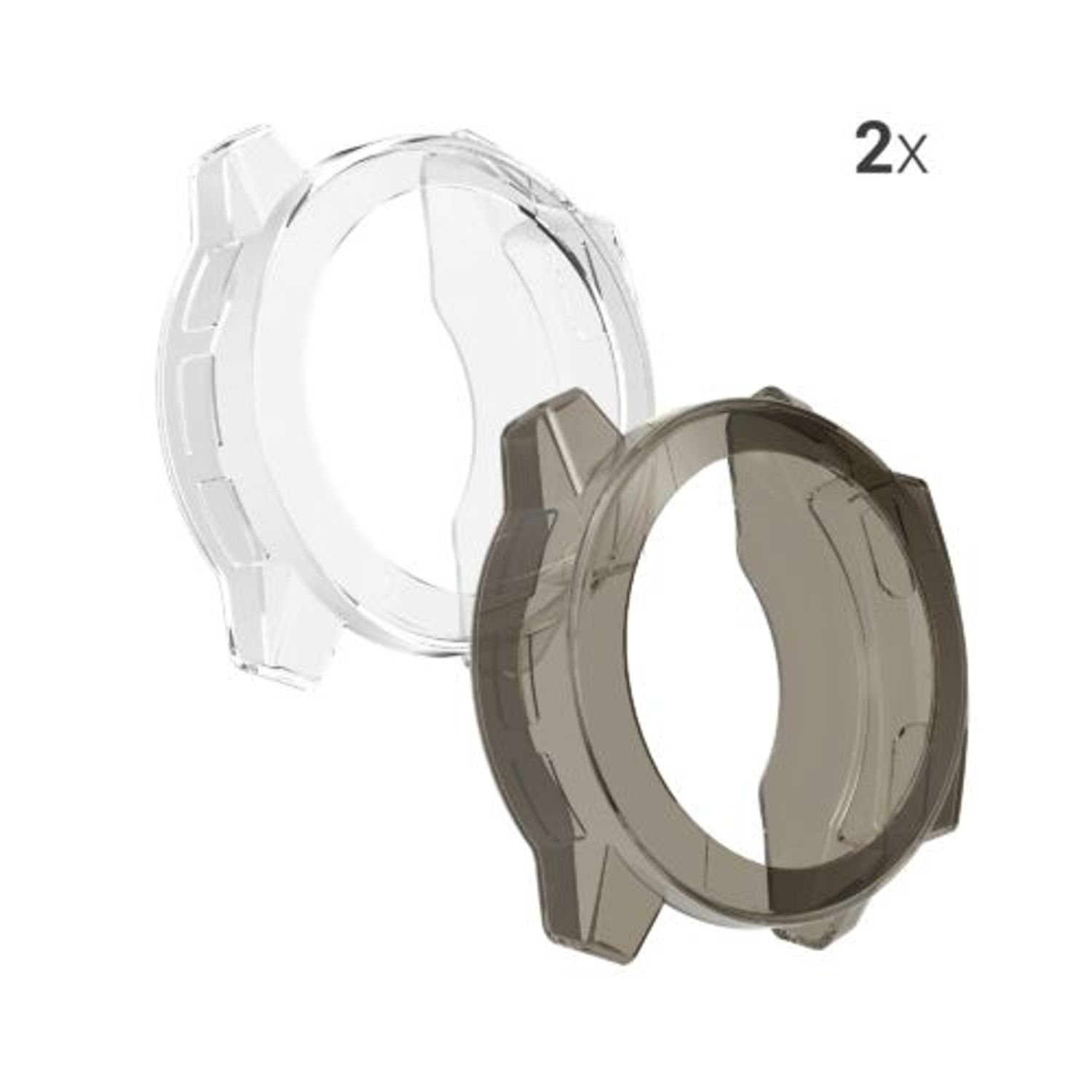 Set 2 huse pentru Garmin Instinct 2, Kwmobile, Negru/Transparent, Silicon, 58348.02 fotografia produsului View 5 L