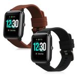 Set 2 curele pentru Willful Smartwatch/Fitnesstracker, Kwmobile, Negru/Maro, Silicon, 57791.03 fotografia produsului View 2 S