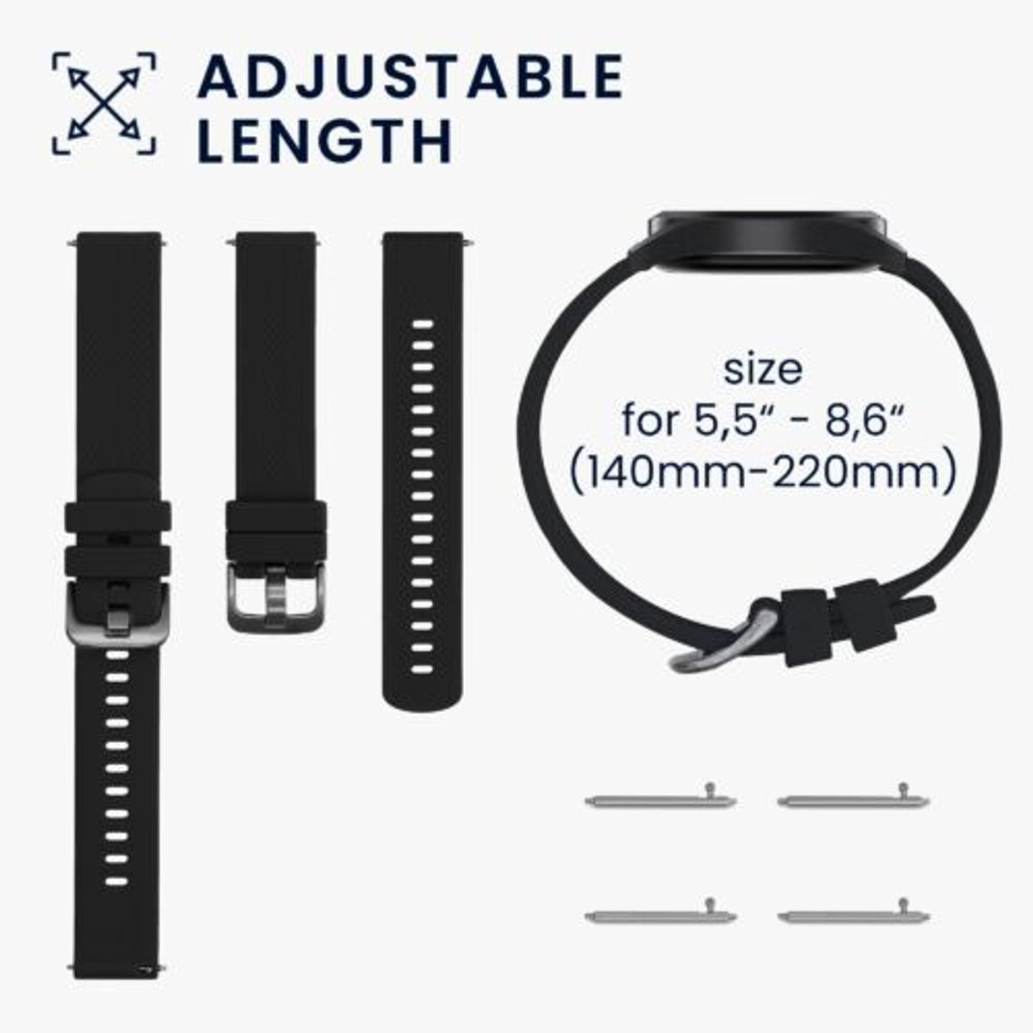 Set 2 curele pentru Willful Smartwatch/Fitnesstracker, Kwmobile, Negru/Maro, Silicon, 57791.03 fotografia produsului View 7 L