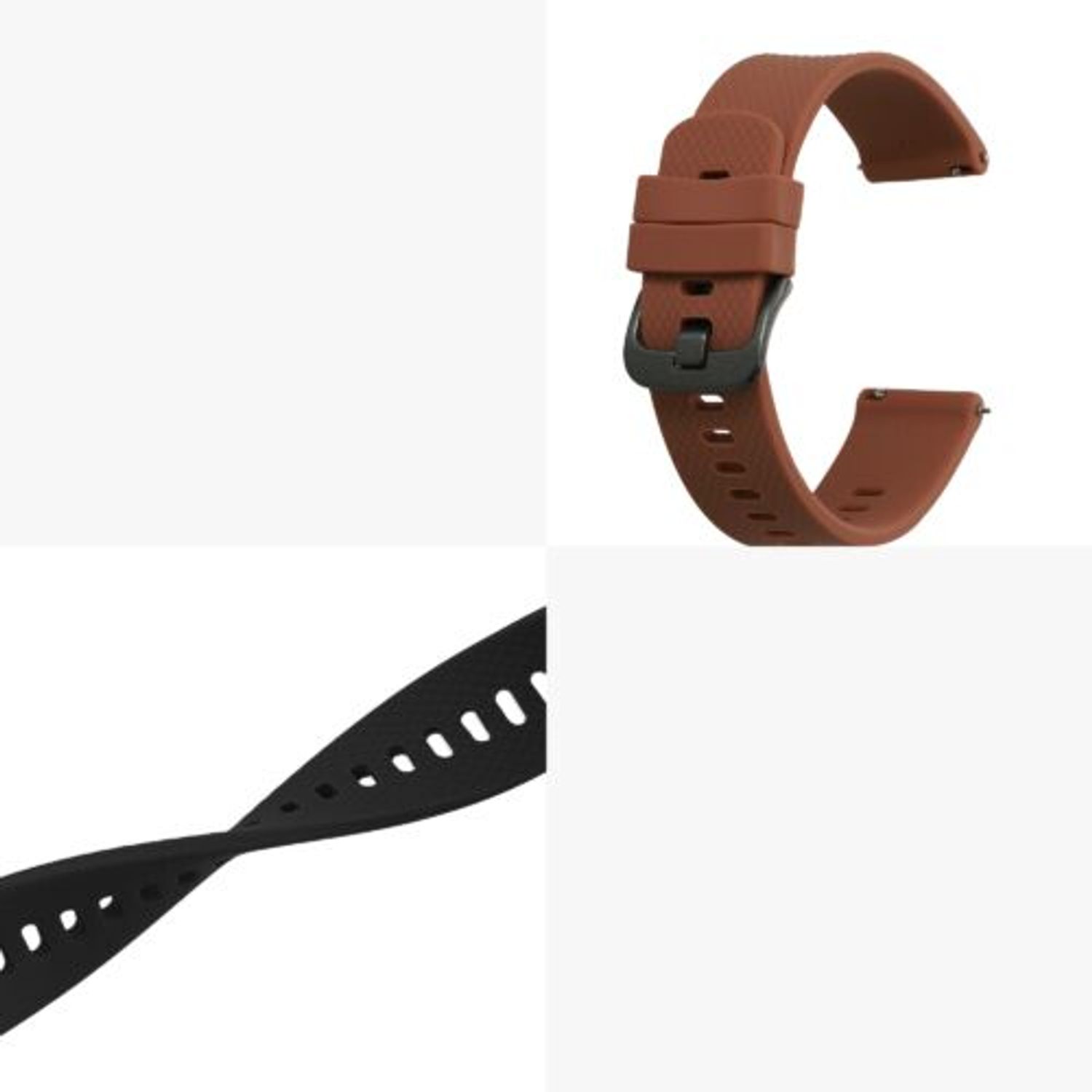 Set 2 curele pentru Willful Smartwatch/Fitnesstracker, Kwmobile, Negru/Maro, Silicon, 57791.03 fotografia produsului View 9 L