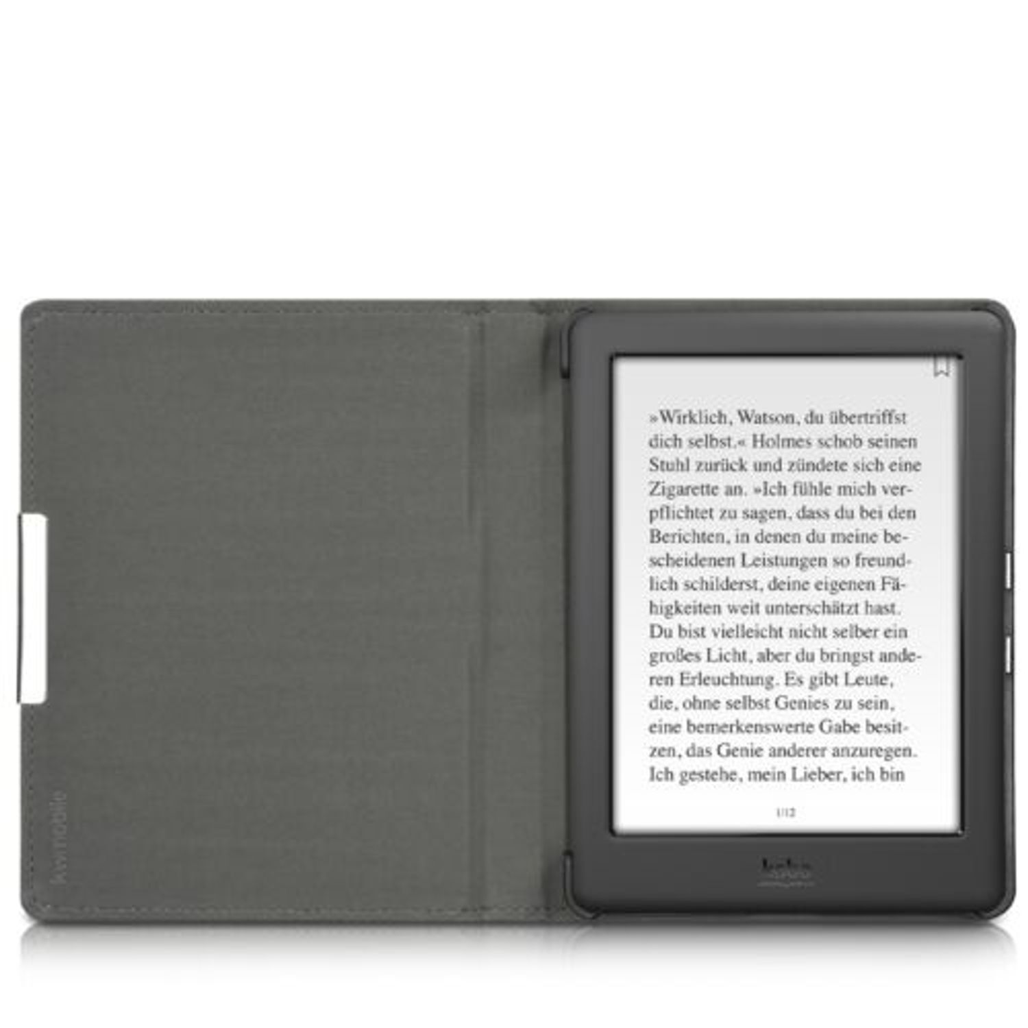 Husa pentru Kobo Glo HD/Touch 2.0, Textil, Gri, 43008.19 fotografia produsului View 8 L