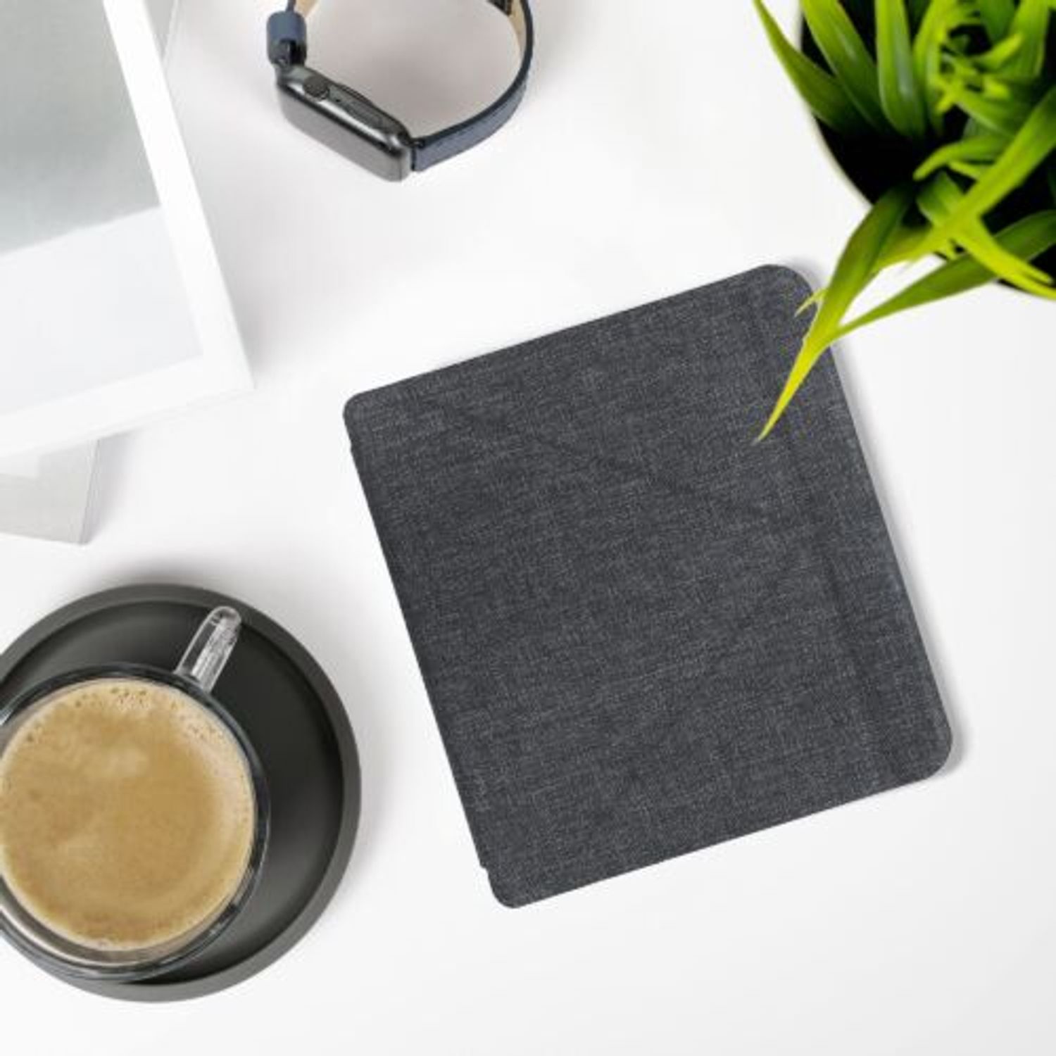 Husa pentru Kobo Libra 2, Textil, Gri, Kwmobile, 56582.19 fotografia produsului View 6 L