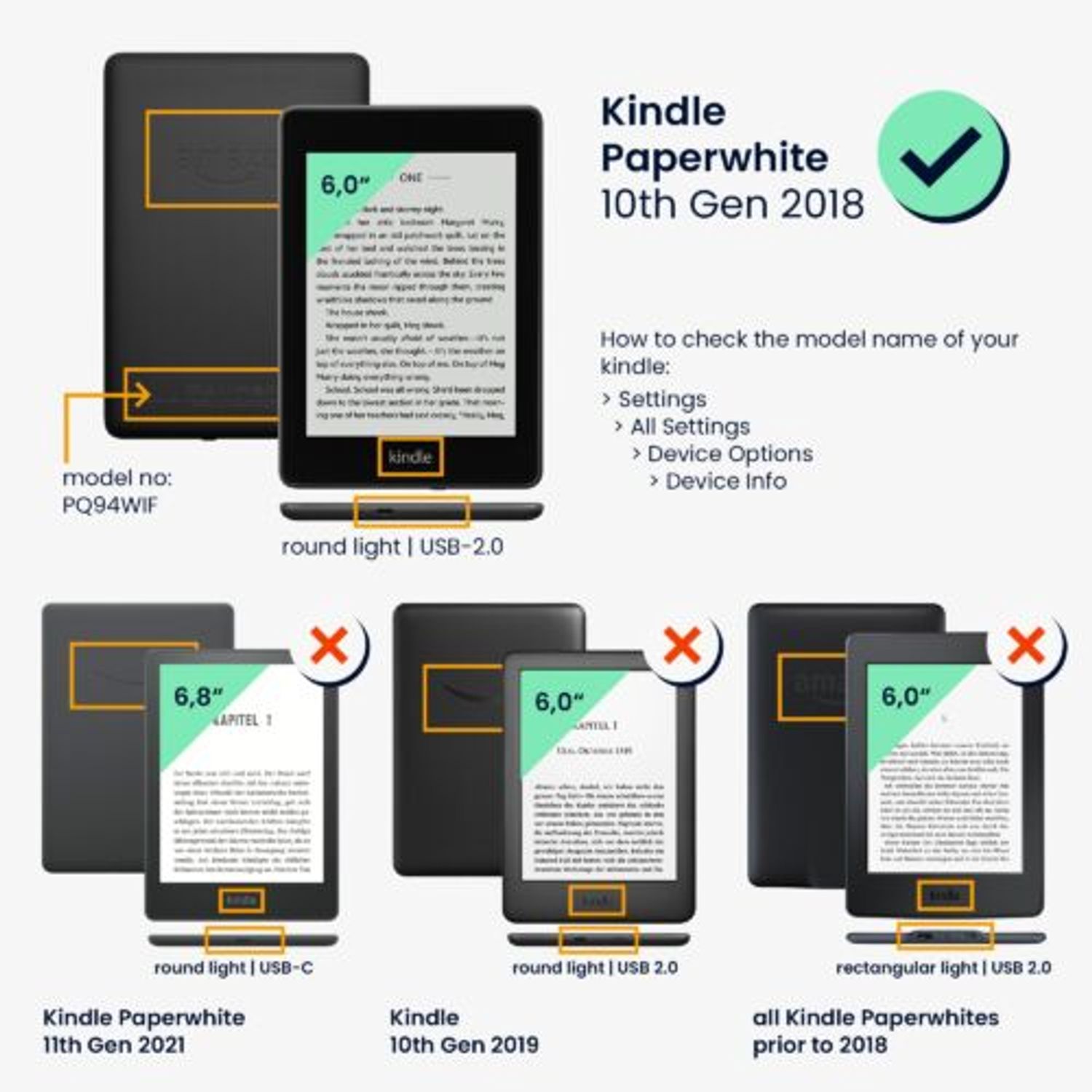 Husa pentru Amazon Paperwhite 10, Kwmobile, Multicolor, Piele ecologica, 57194.04 fotografia produsului View 6 L