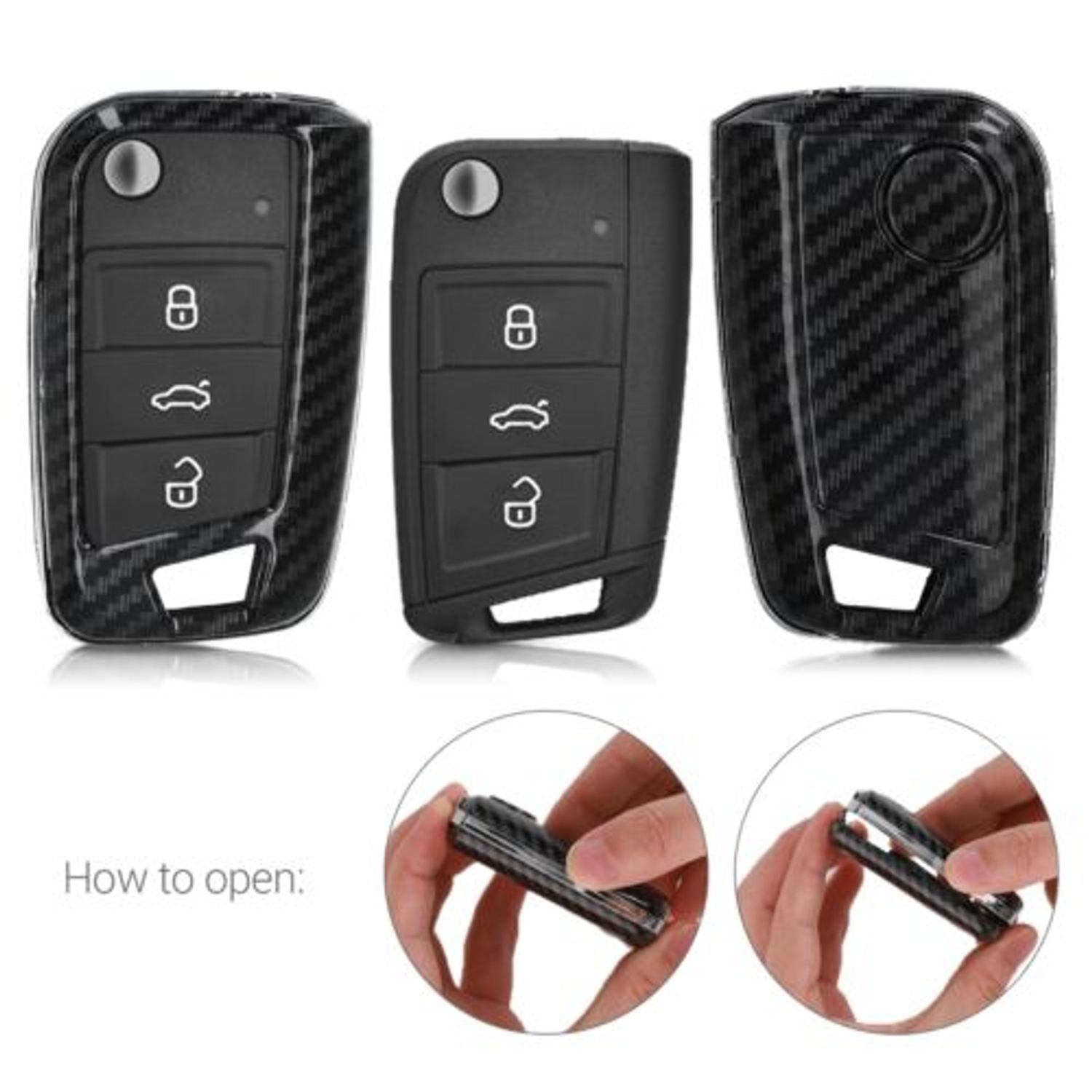 Husa Cheie Auto pentru VW, 3 Butoane, Plastic, Negru, 49668.01 fotografia produsului View 4 L