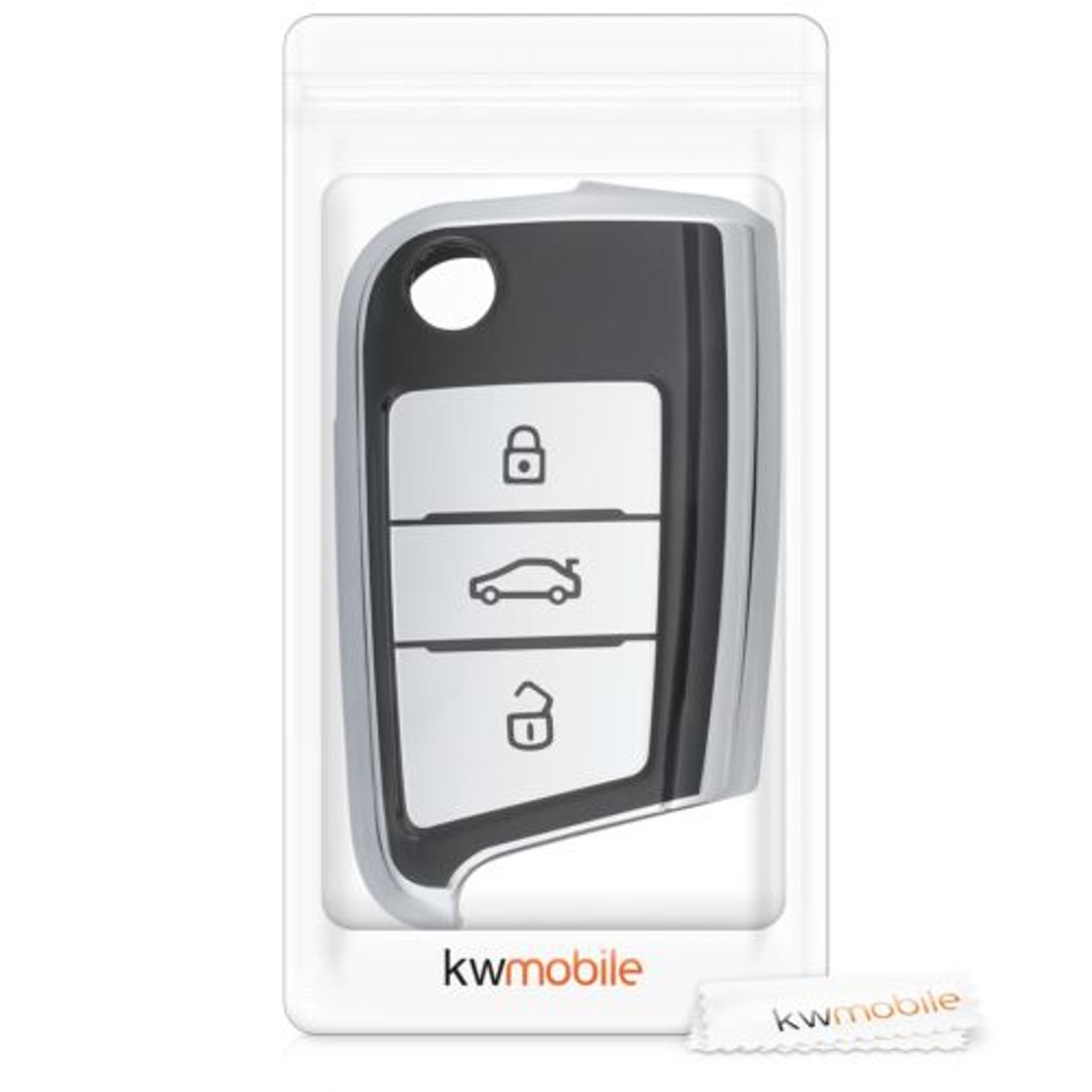 Husa Cheie Auto pentru VW, 3 Butoane, Silicon, Silver, 48037.35 fotografia produsului View 7 L