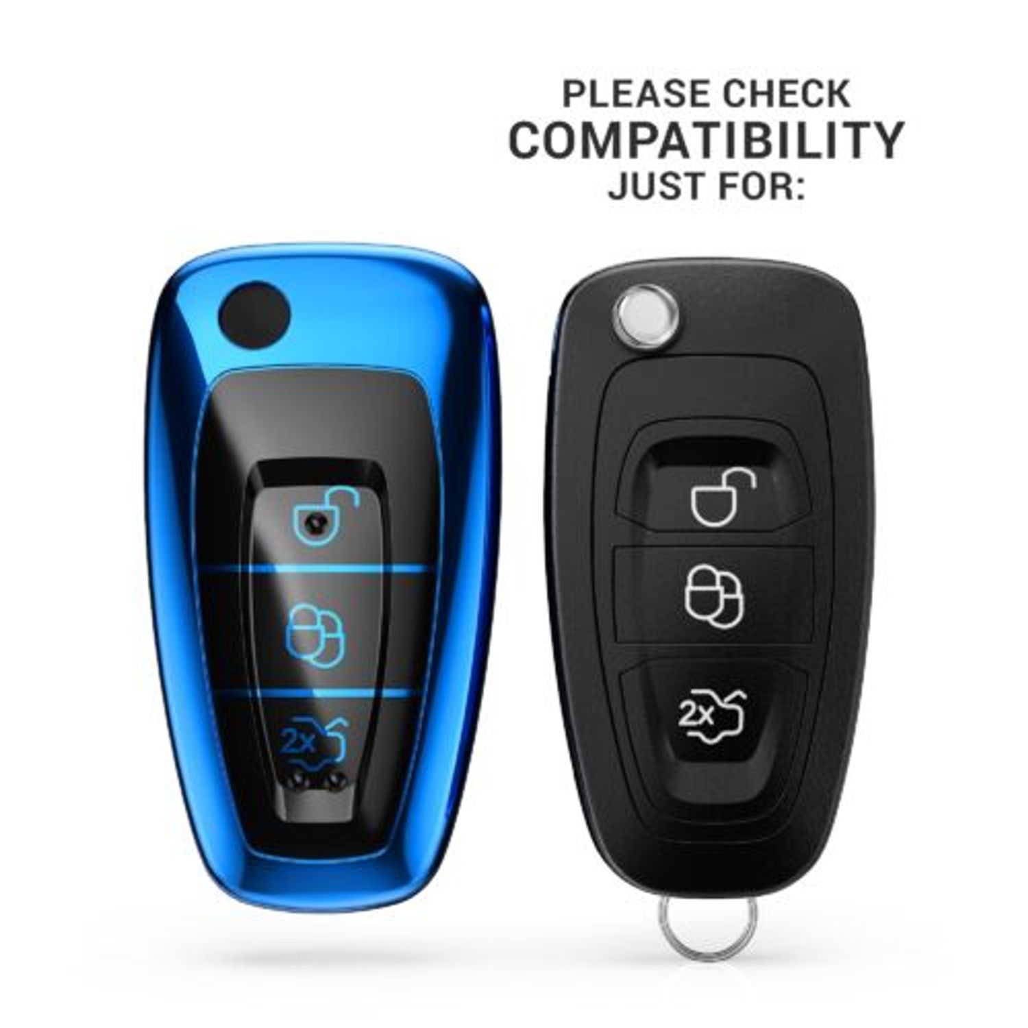 Husa Cheie Auto pentru Ford, 3 Butoane, Silicon, Negru, 50979.01 fotografia produsului View 6 L