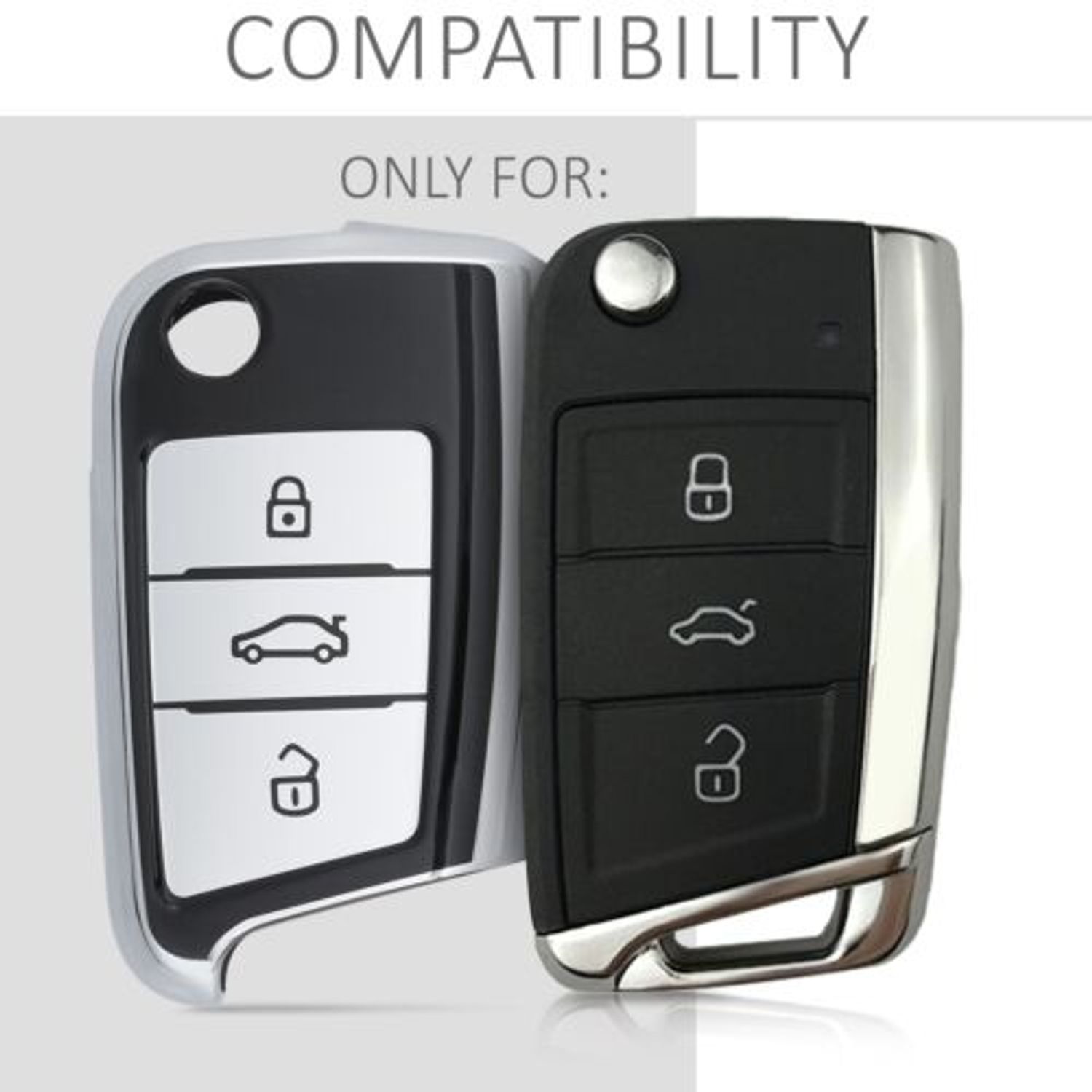 Husa Cheie Auto pentru VW, 3 Butoane, Silicon, Silver, 48037.35 fotografia produsului View 6 L