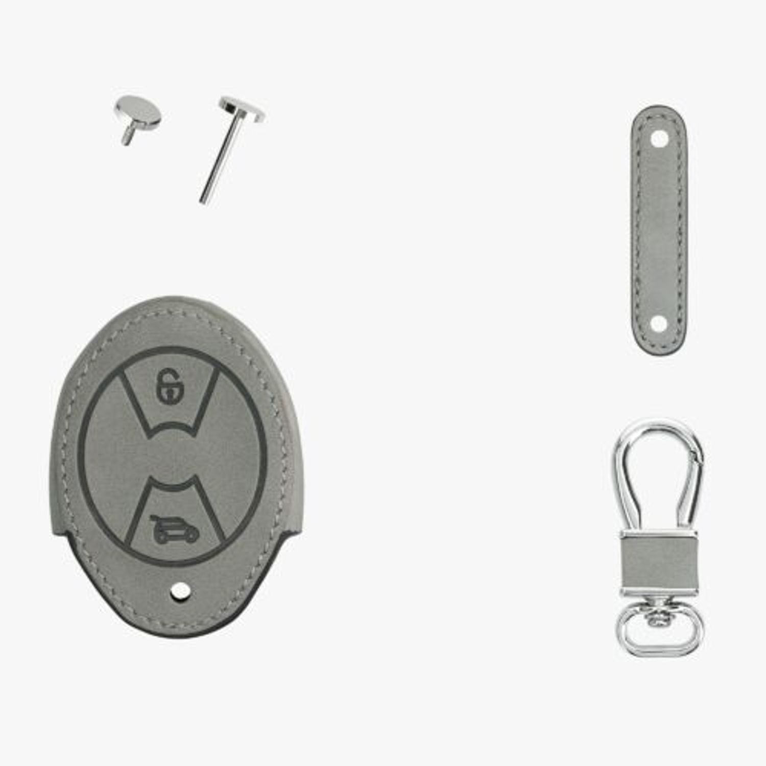 Husa Cheie Auto pentru Mini, 3 Butoane, Kwmobile, Piele nabuc, Gri, 57029.01 fotografia produsului View 11 L