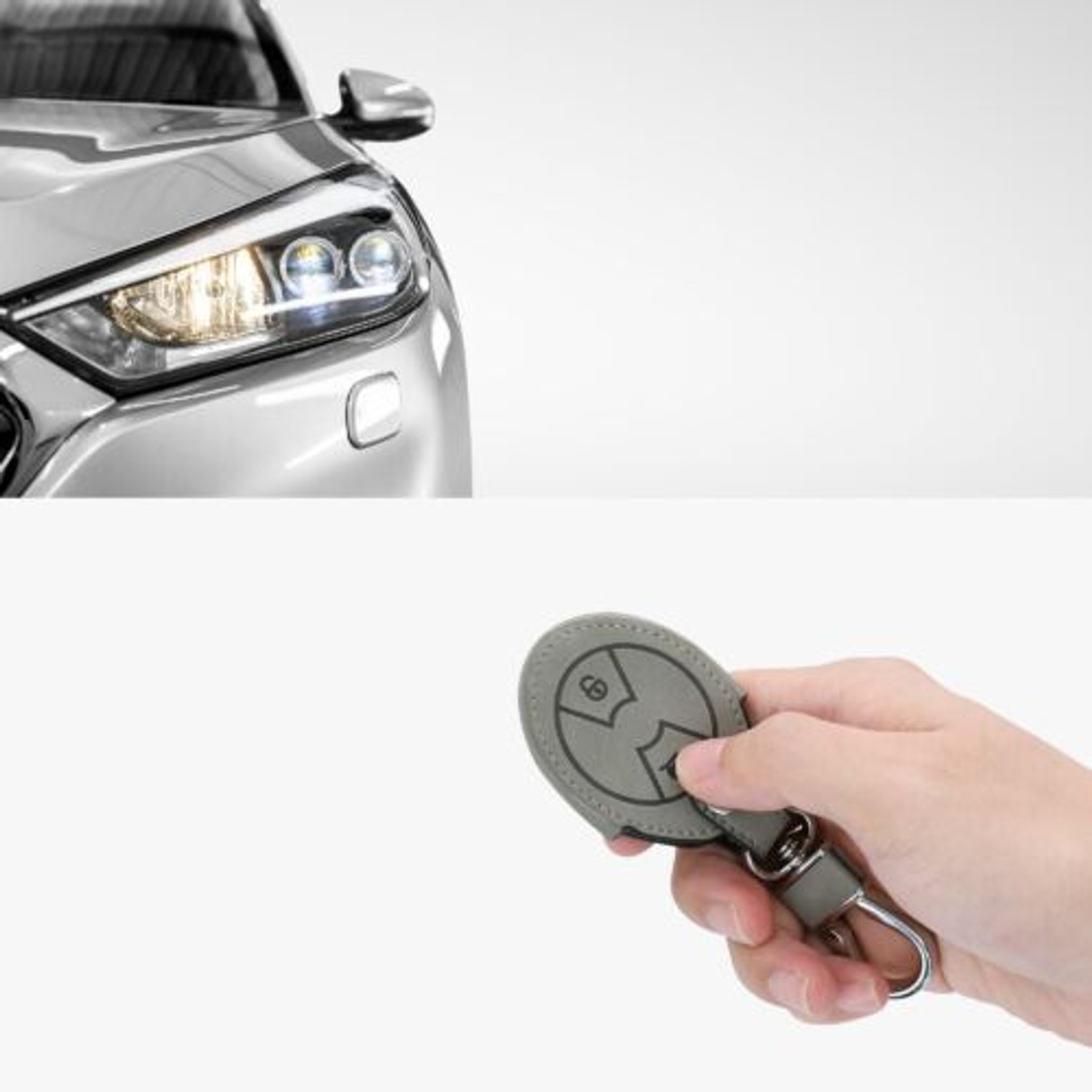 Husa Cheie Auto pentru Mini, 3 Butoane, Kwmobile, Piele nabuc, Gri, 57029.01 fotografia produsului View 9 L