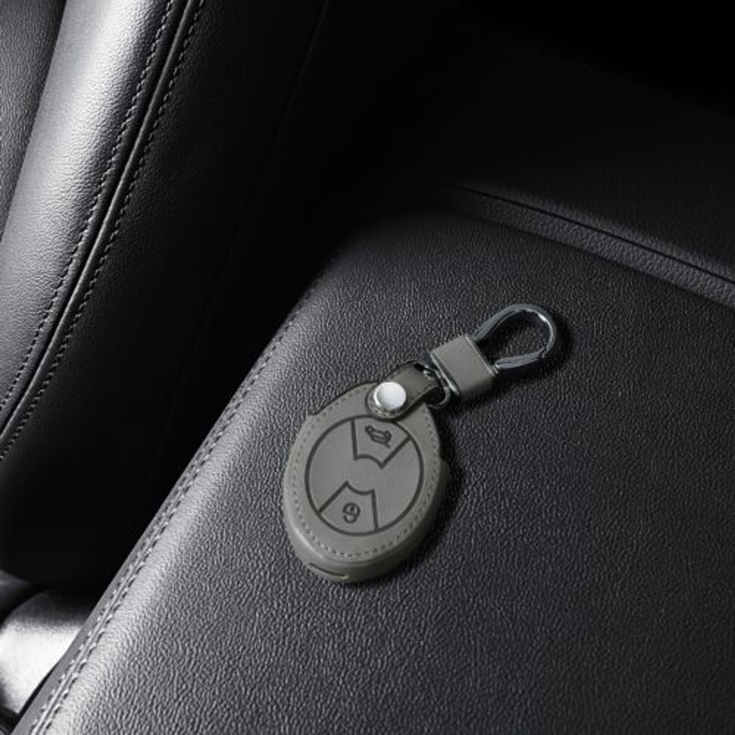 Husa Cheie Auto pentru Mini, 3 Butoane, Kwmobile, Piele nabuc, Gri, 57029.01 fotografia produsului View 3 L