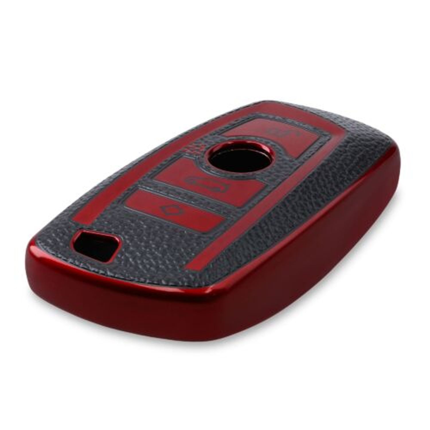 Husa Cheie Auto pentru BMW, 3 Butoane, Keyless Go, Kwmobile, Silicon, Negru/Rosu, 54025.02 fotografia produsului View 3 L