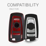 Husa Cheie Auto pentru BMW, 3 Butoane, Keyless Go, Kwmobile, Silicon, Negru/Rosu, 54025.02 fotografia produsului View 7 S