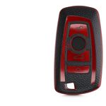 Husa Cheie Auto pentru BMW, 3 Butoane, Keyless Go, Kwmobile, Silicon, Negru/Rosu, 54025.02 fotografia produsului View 2 S
