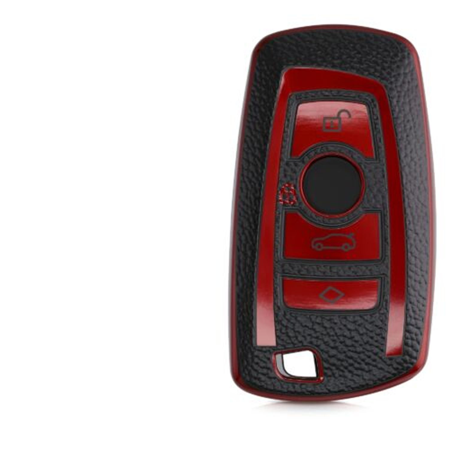 Husa Cheie Auto pentru BMW, 3 Butoane, Keyless Go, Kwmobile, Silicon, Negru/Rosu, 54025.02 fotografia produsului View 2 L