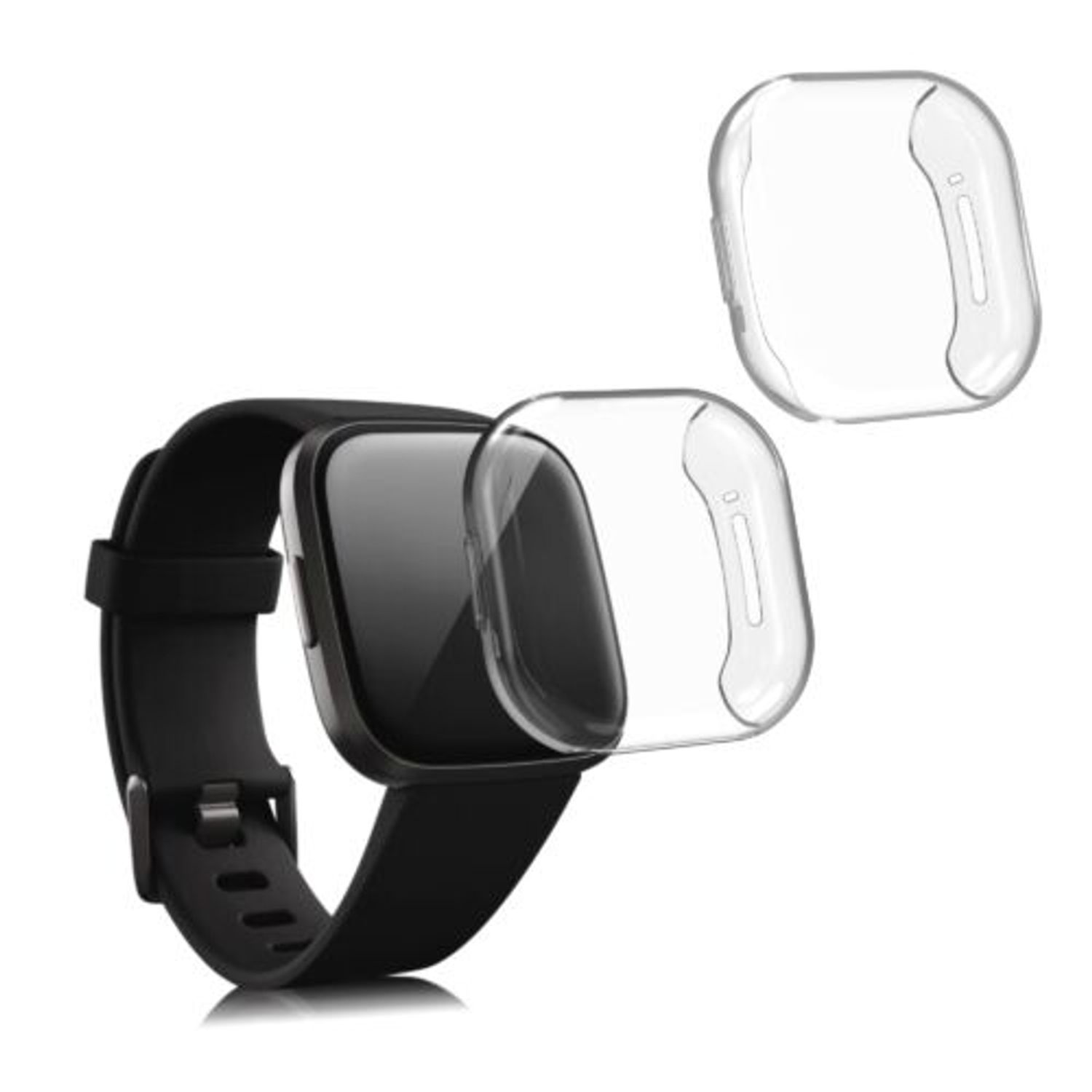 Set 2 huse pentru Fitbit Versa 3/Sense, Silicon, Transparent, 53390.01 fotografia produsului