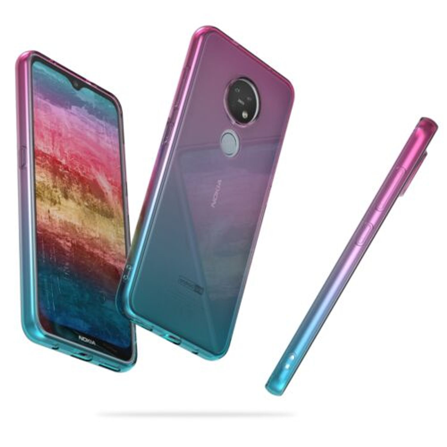 Husa pentru Nokia 7.2, Silicon, Roz, 50136.01 fotografia produsului View 5 L
