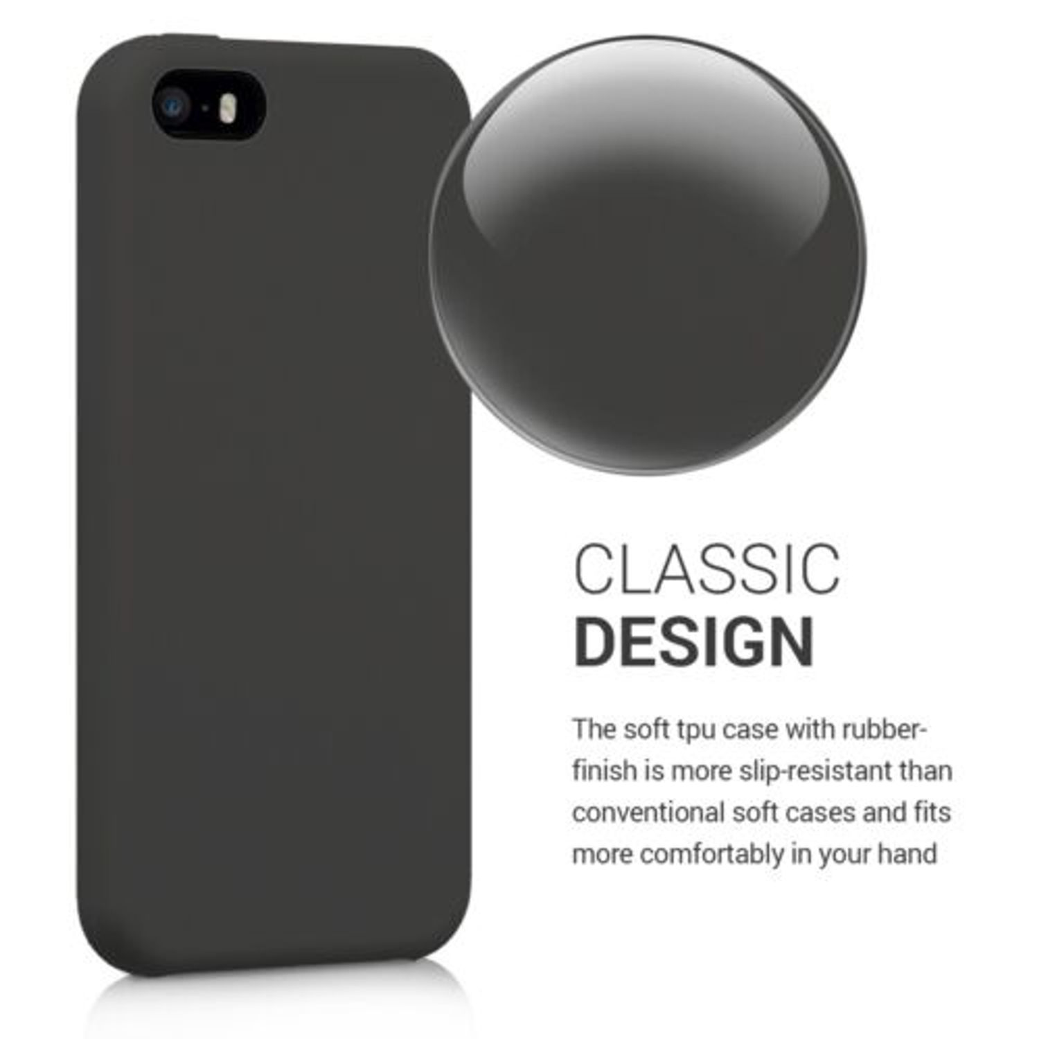 Husa pentru Apple iPhone 5/iPhone 5s/iPhone SE, Silicon, Negru, 42766.47 fotografia produsului View 4 L