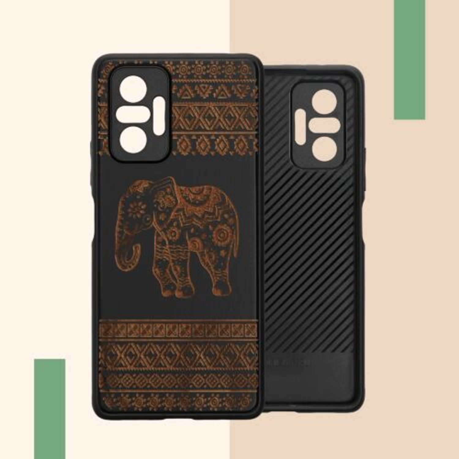 Husa Kwmobile pentru Xiaomi Redmi Note 10 Pro, Lemn, Maro/Negru, 55940.09 fotografia produsului View 9 L
