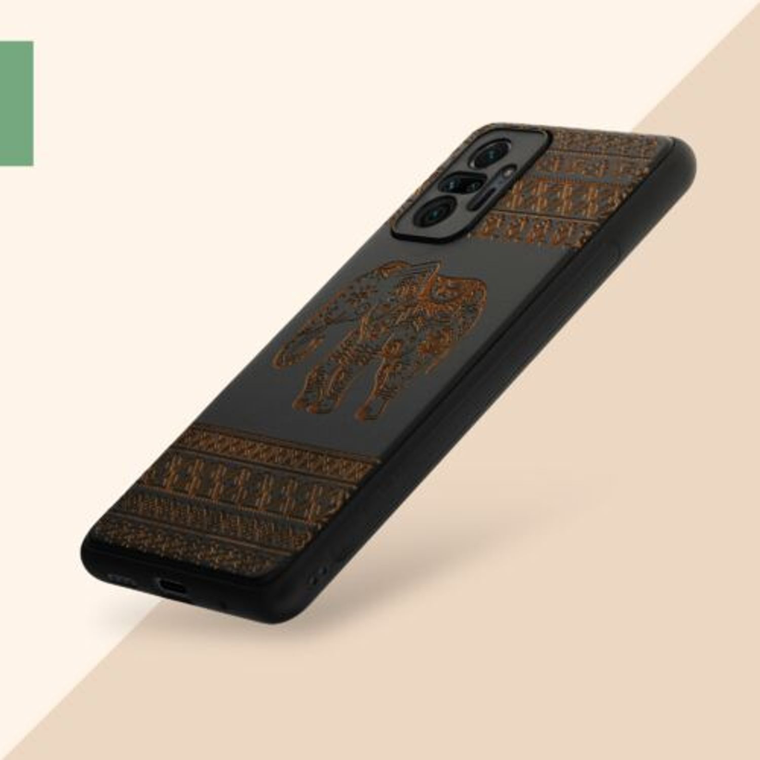 Husa Kwmobile pentru Xiaomi Redmi Note 10 Pro, Lemn, Maro/Negru, 55940.09 fotografia produsului View 10 L