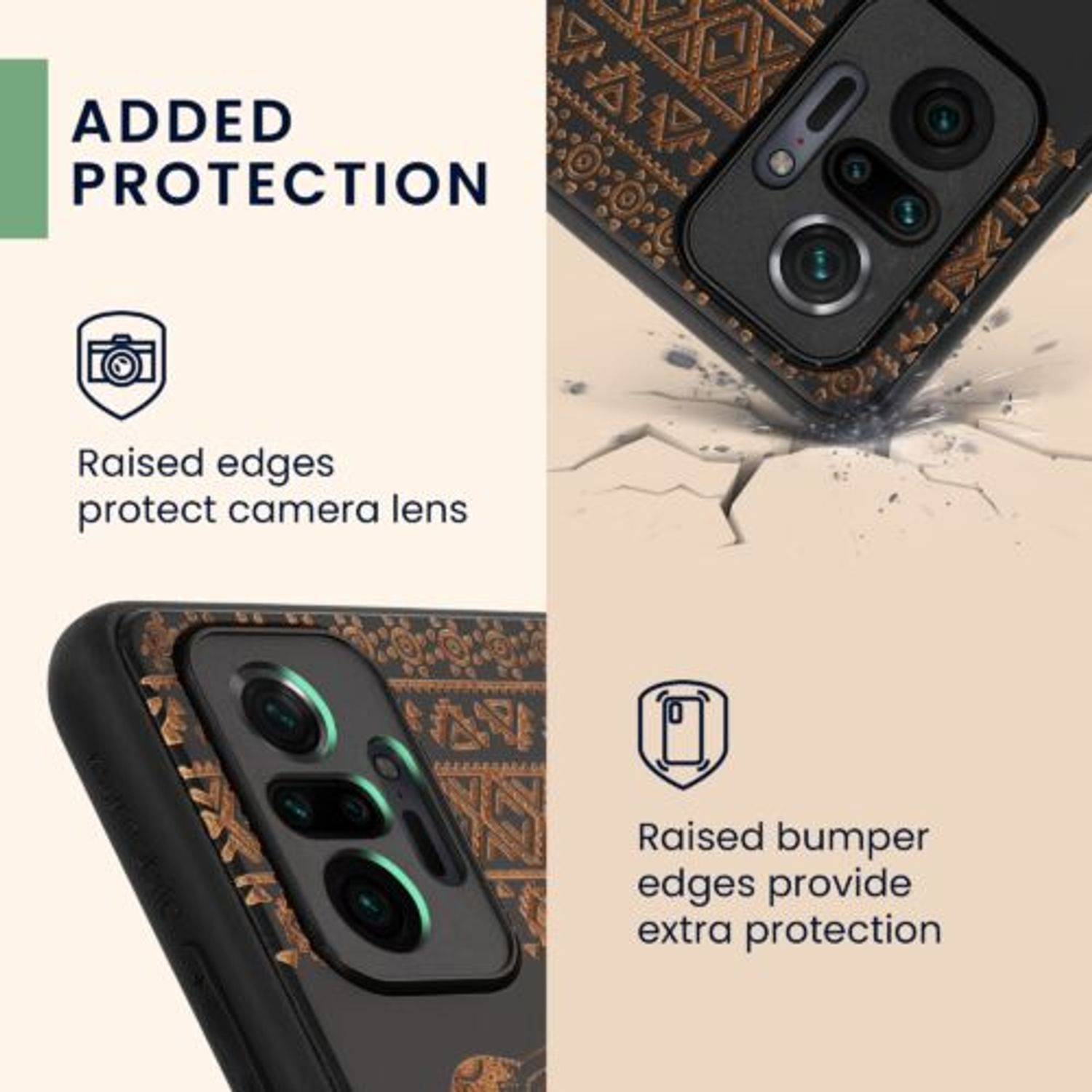 Husa Kwmobile pentru Xiaomi Redmi Note 10 Pro, Lemn, Maro/Negru, 55940.09 fotografia produsului View 3 L