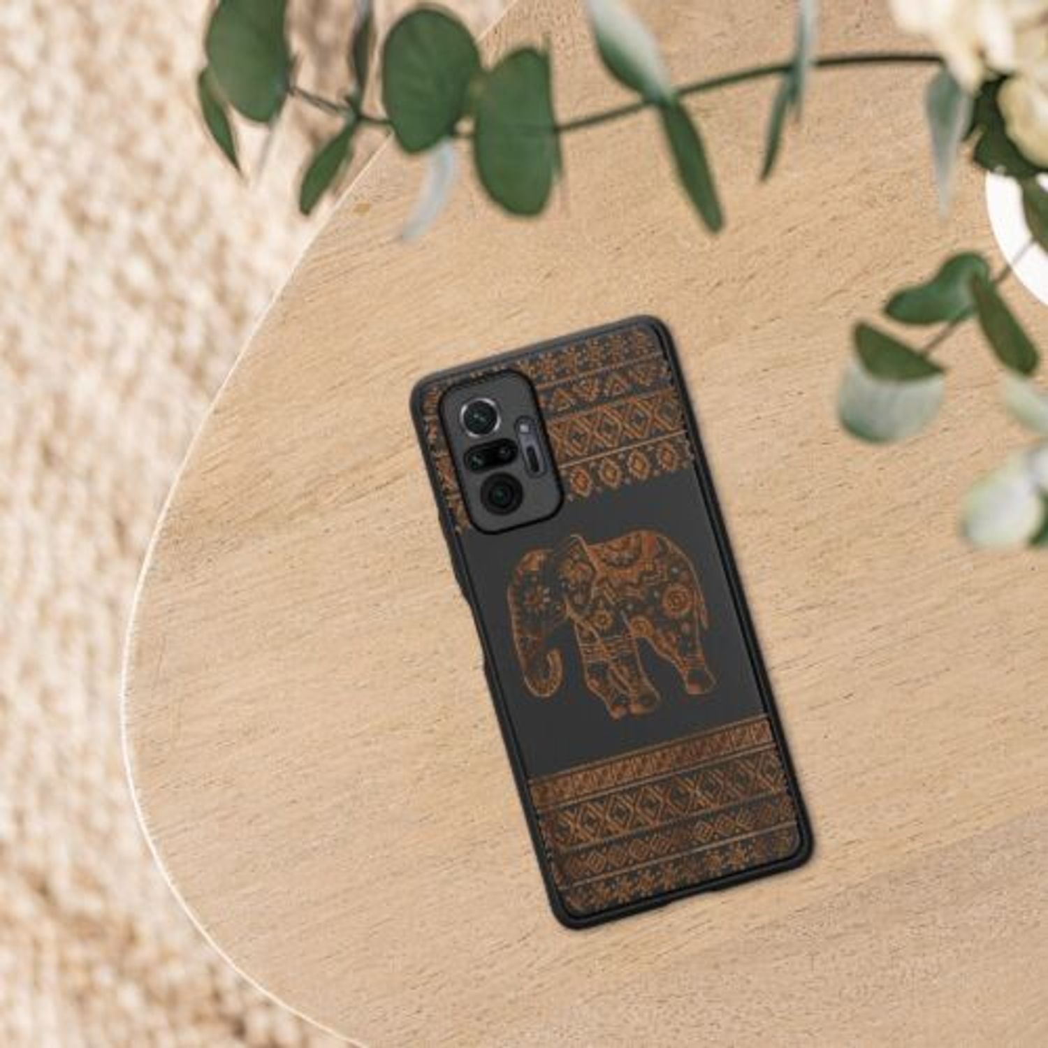 Husa Kwmobile pentru Xiaomi Redmi Note 10 Pro, Lemn, Maro/Negru, 55940.09 fotografia produsului View 2 L
