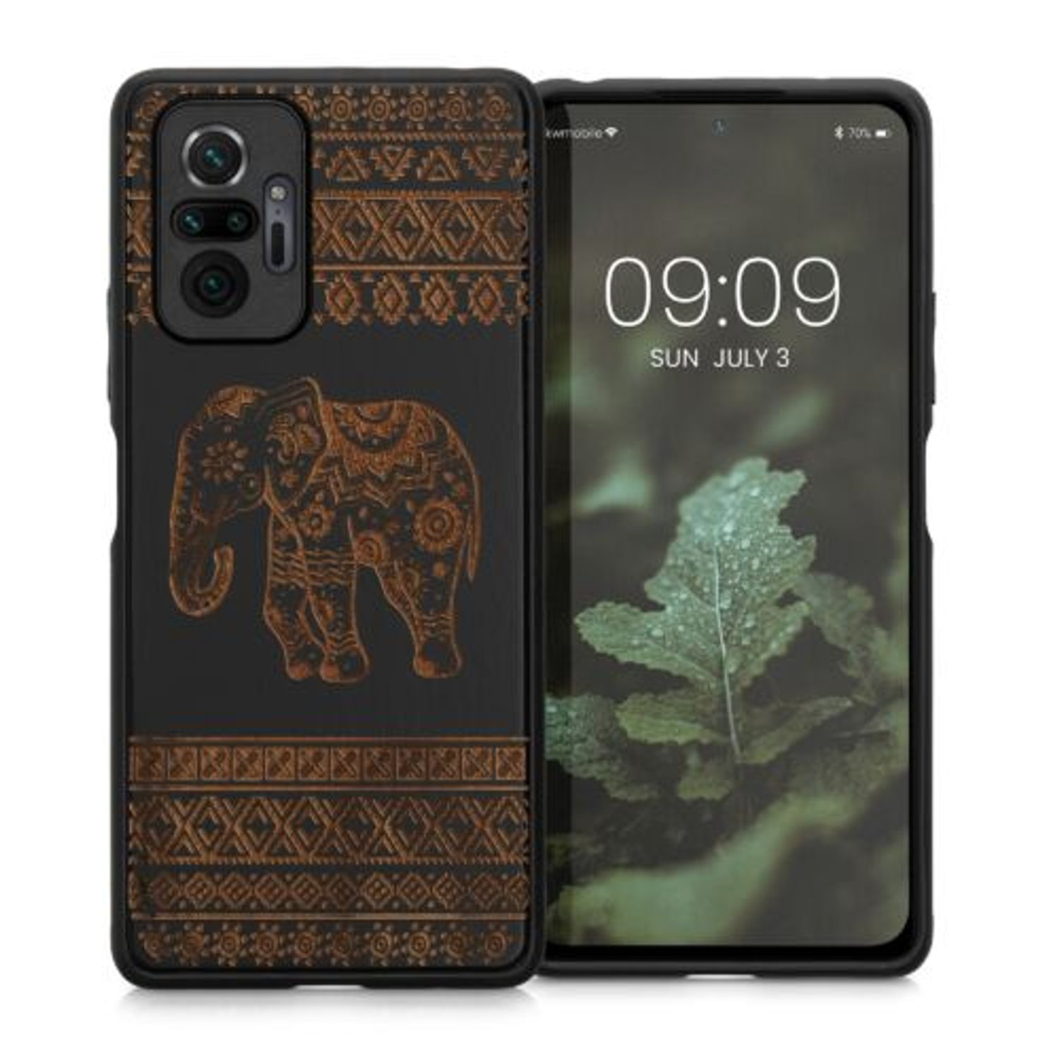 Husa Kwmobile pentru Xiaomi Redmi Note 10 Pro, Lemn, Maro/Negru, 55940.09 fotografia produsului