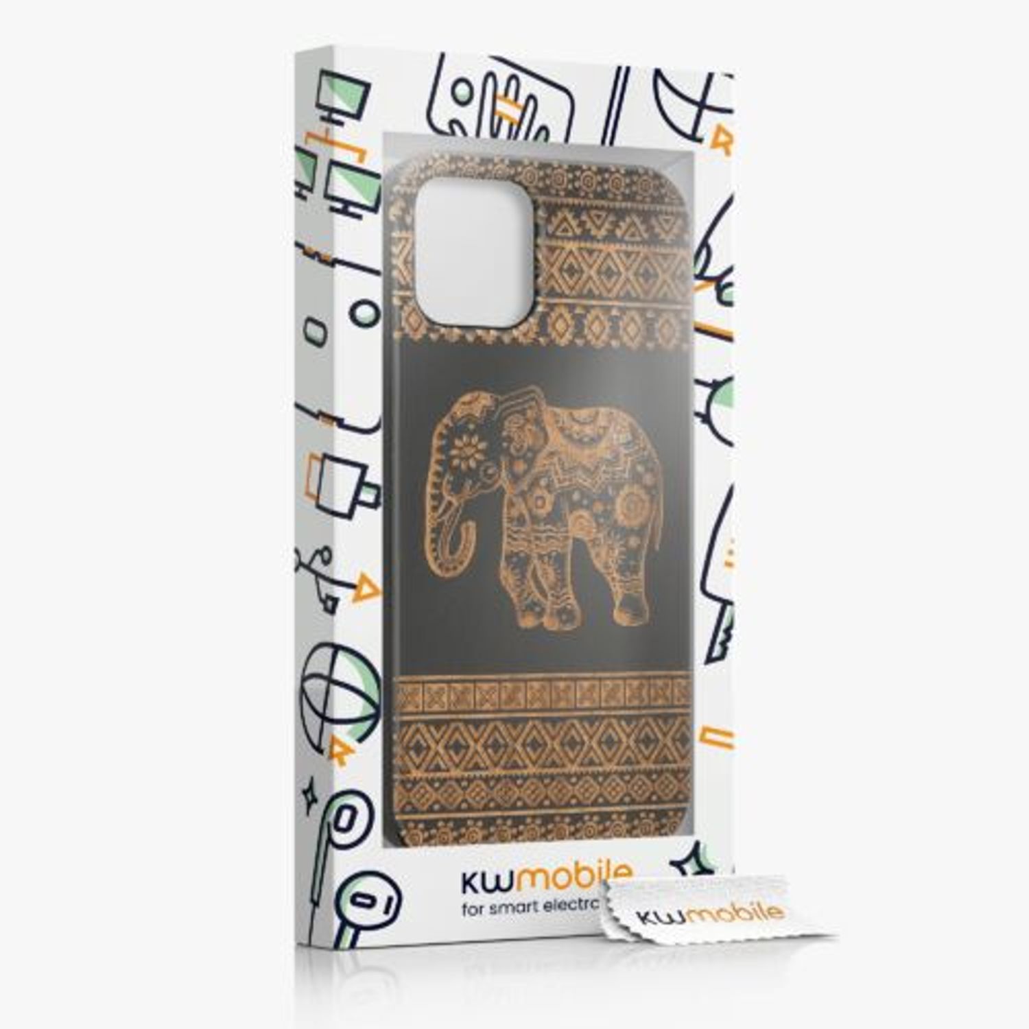 Husa Kwmobile pentru Apple iPhone 12/iPhone 12 Pro, Lemn, Maro/Negru, 52734.11 fotografia produsului View 8 L