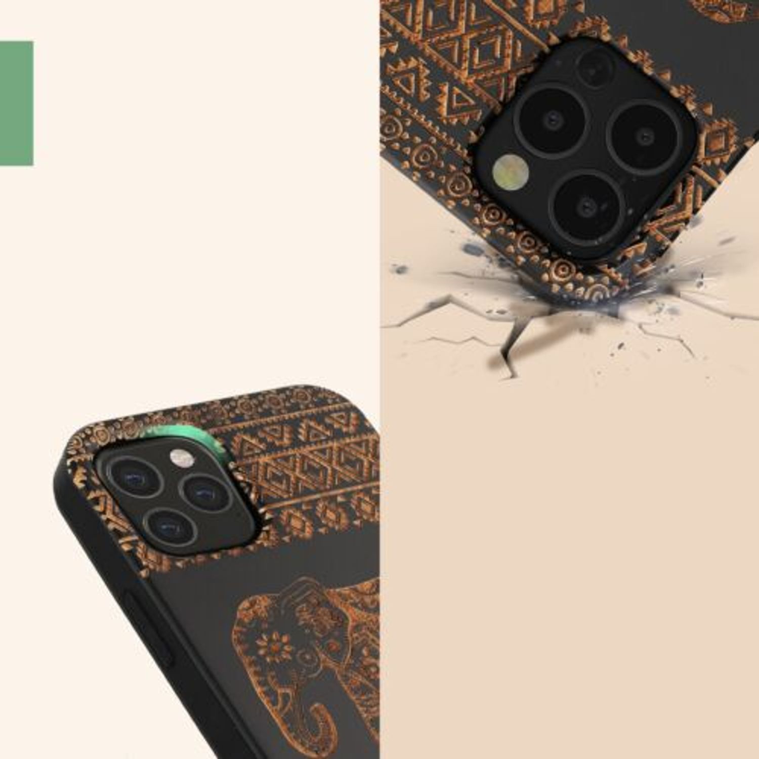 Husa Kwmobile pentru Apple iPhone 12/iPhone 12 Pro, Lemn, Maro/Negru, 52734.11 fotografia produsului View 9 L