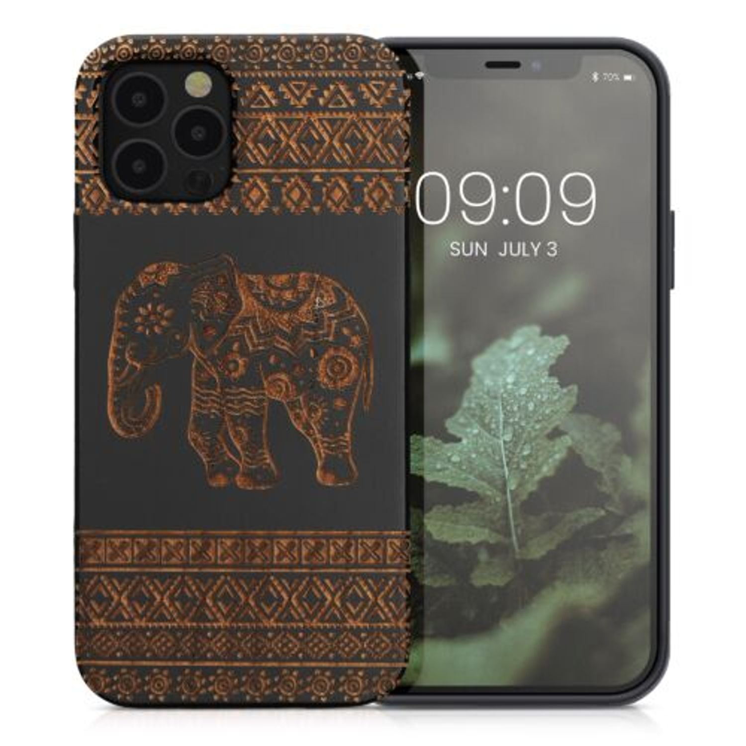 Husa Kwmobile pentru Apple iPhone 12/iPhone 12 Pro, Lemn, Maro/Negru, 52734.11 fotografia produsului
