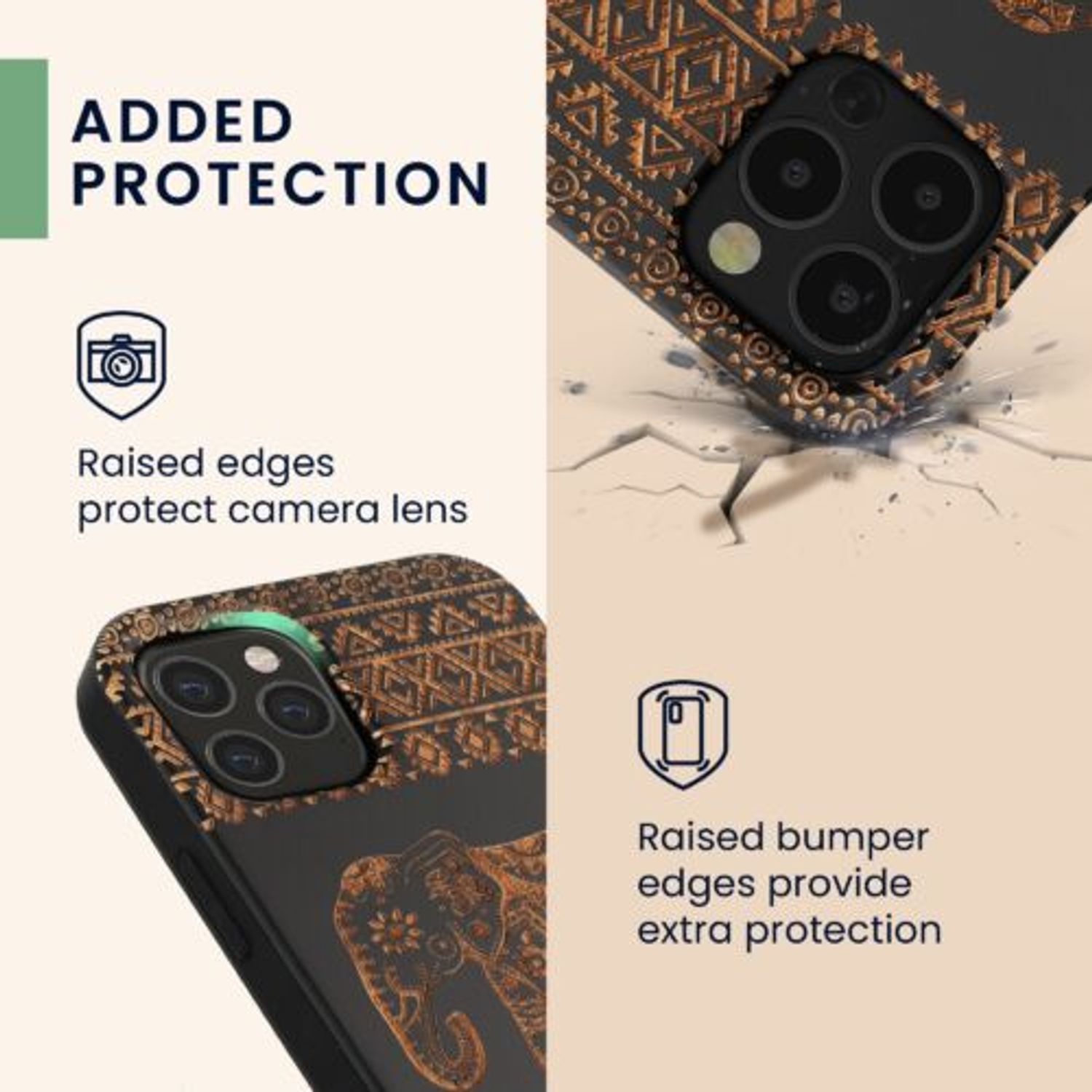 Husa Kwmobile pentru Apple iPhone 12/iPhone 12 Pro, Lemn, Maro/Negru, 52734.11 fotografia produsului View 3 L