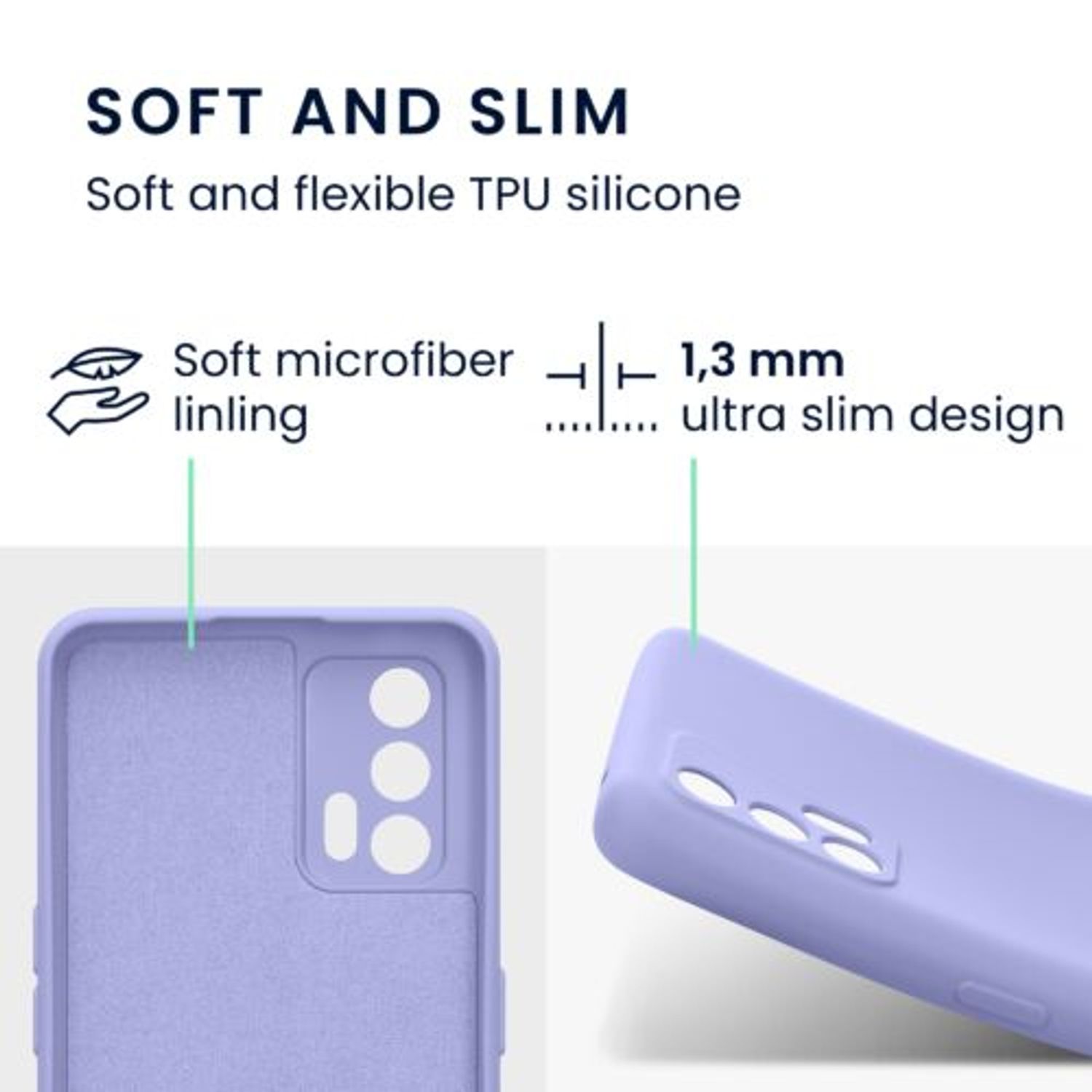 Husa Kwmobile pentru Realme GT 5G, Silicon, Mov, 57578.139 fotografia produsului View 3 L