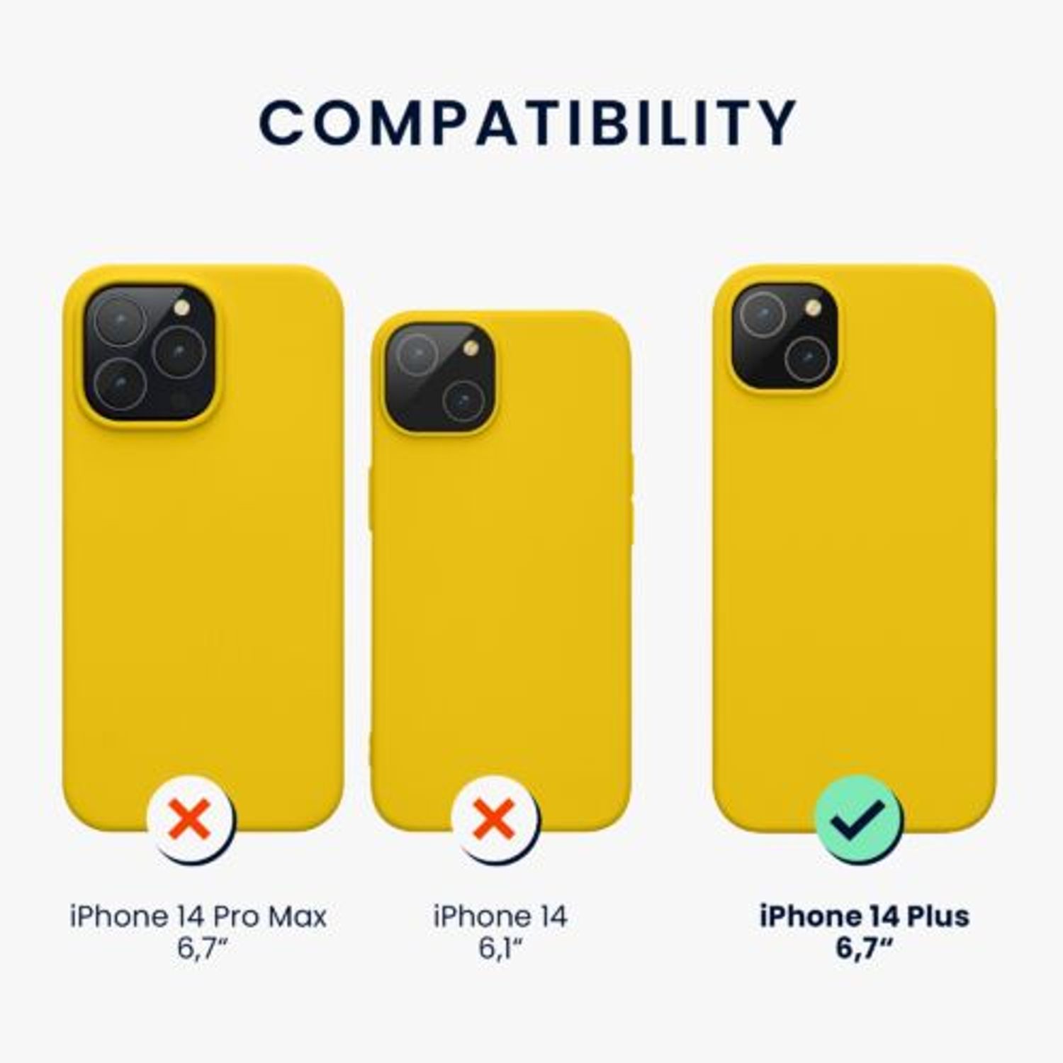 Husa Kwmobile pentru Apple iPhone 14 Plus, Silicon, Galben, 59072.165 fotografia produsului View 2 L