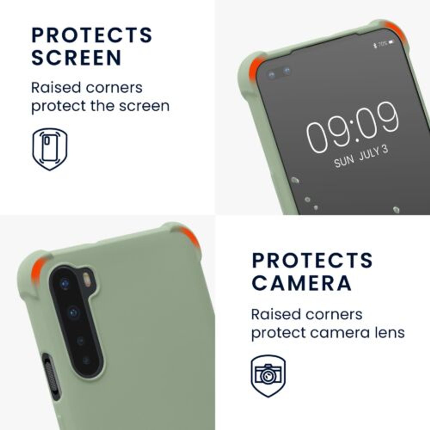 Husa Kwmobile pentru OnePlus Nord, Silicon, Verde, 55677.172 fotografia produsului View 3 L
