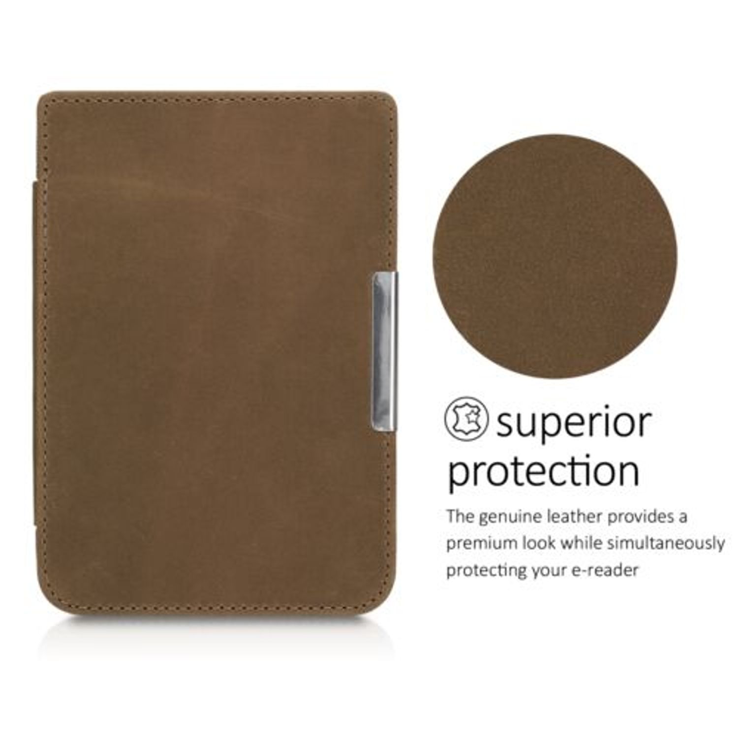 Husa pentru PocketBook Touch Lux 4/Basic Lux 2/Touch HD 3, Piele naturala, Maro, 47810.05 fotografia produsului View 4 L