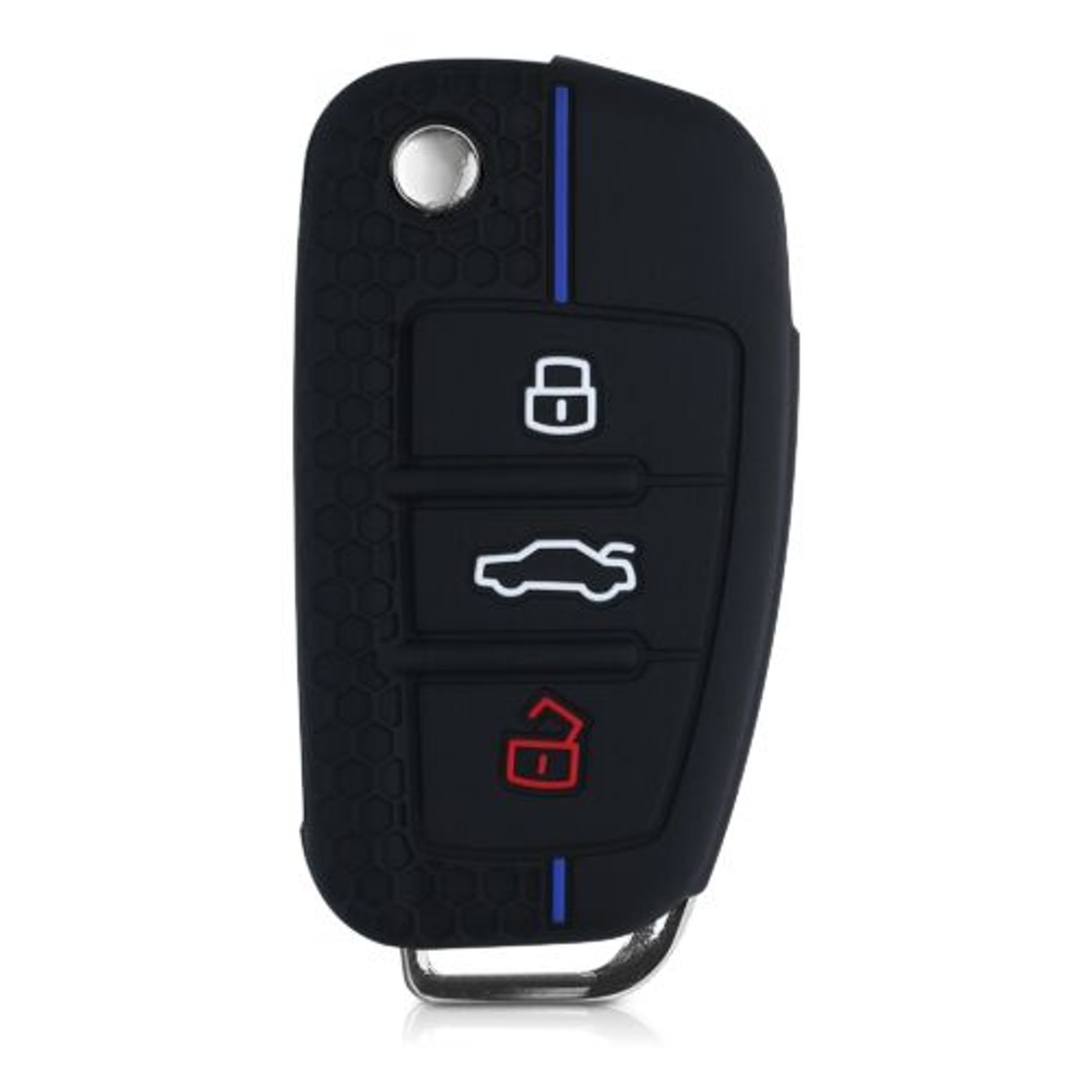 Husa Cheie Auto pentru Audi, 3 Butoane, Silicon, Negru, 53134.02 fotografia produsului View 4 L