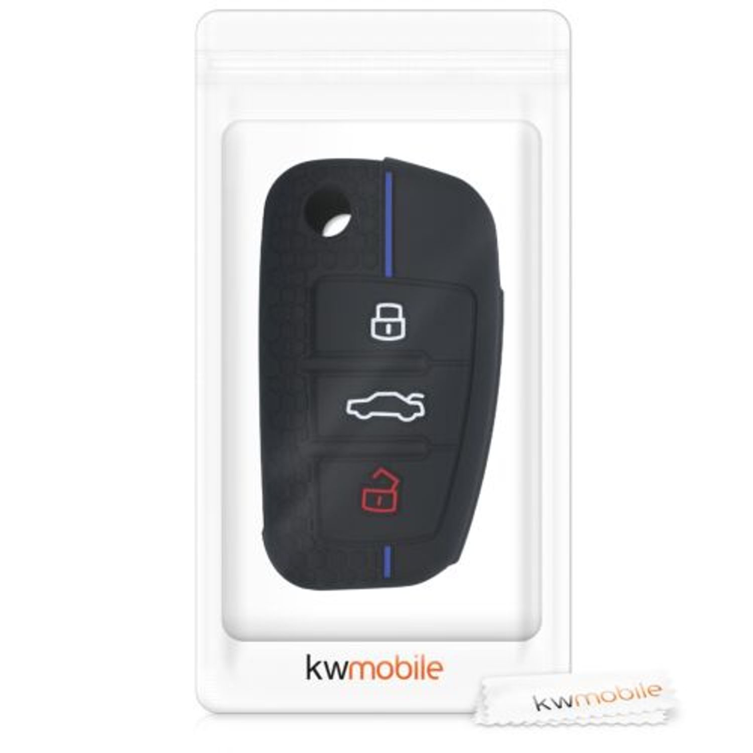 Husa Cheie Auto pentru Audi, 3 Butoane, Silicon, Negru, 53134.02 fotografia produsului View 7 L