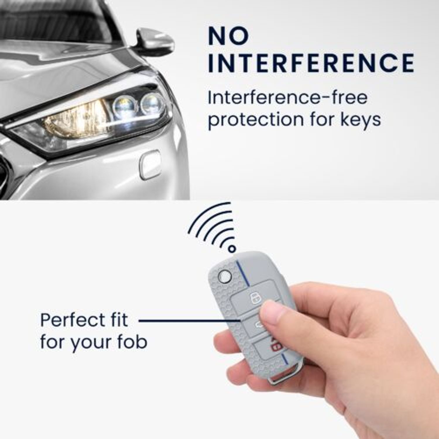 Husa Cheie Auto pentru Audi, 3 Butoane, Kwmobile, Silicon, Gri, 53134.08 fotografia produsului View 4 L