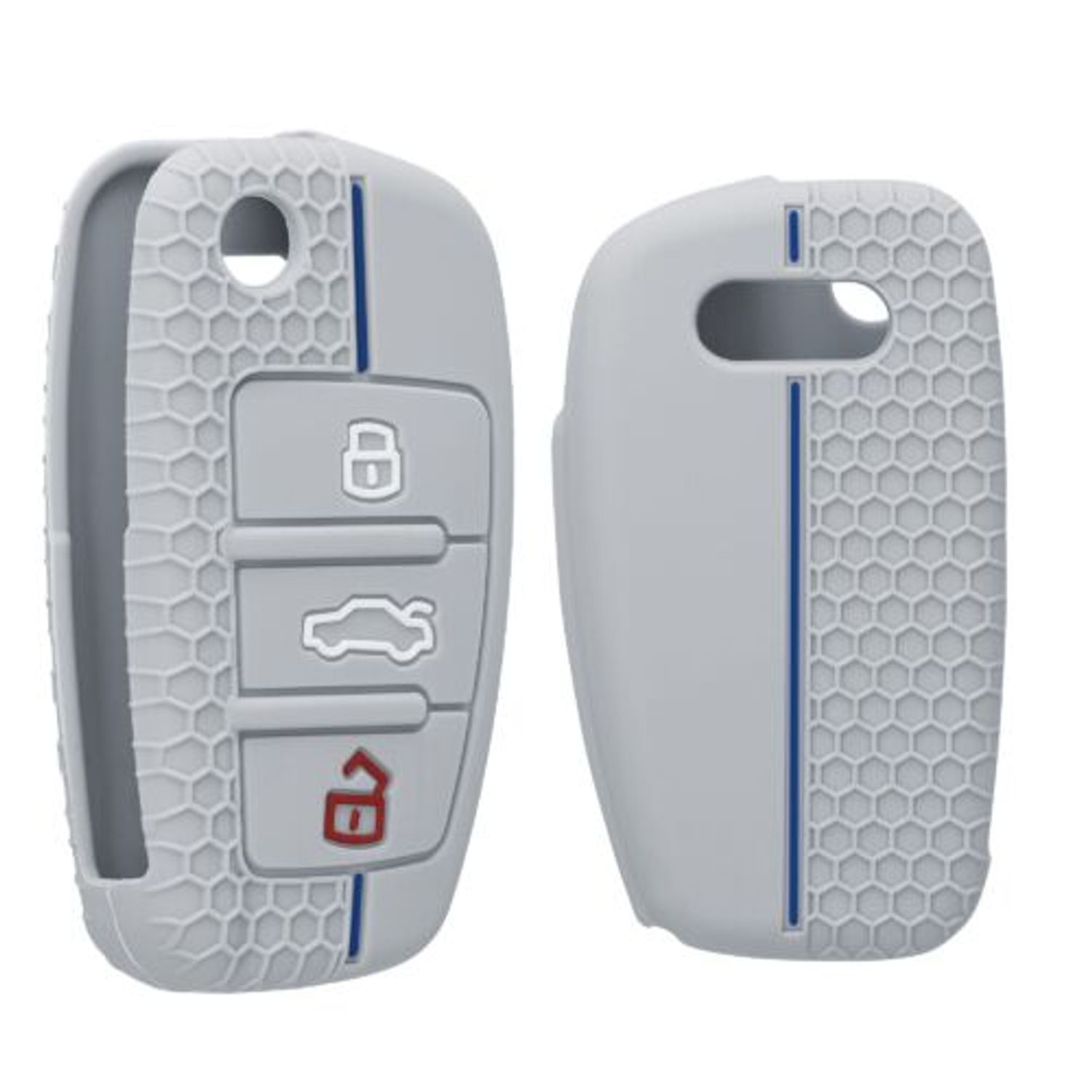 Husa Cheie Auto pentru Audi, 3 Butoane, Kwmobile, Silicon, Gri, 53134.08 fotografia produsului View 2 L