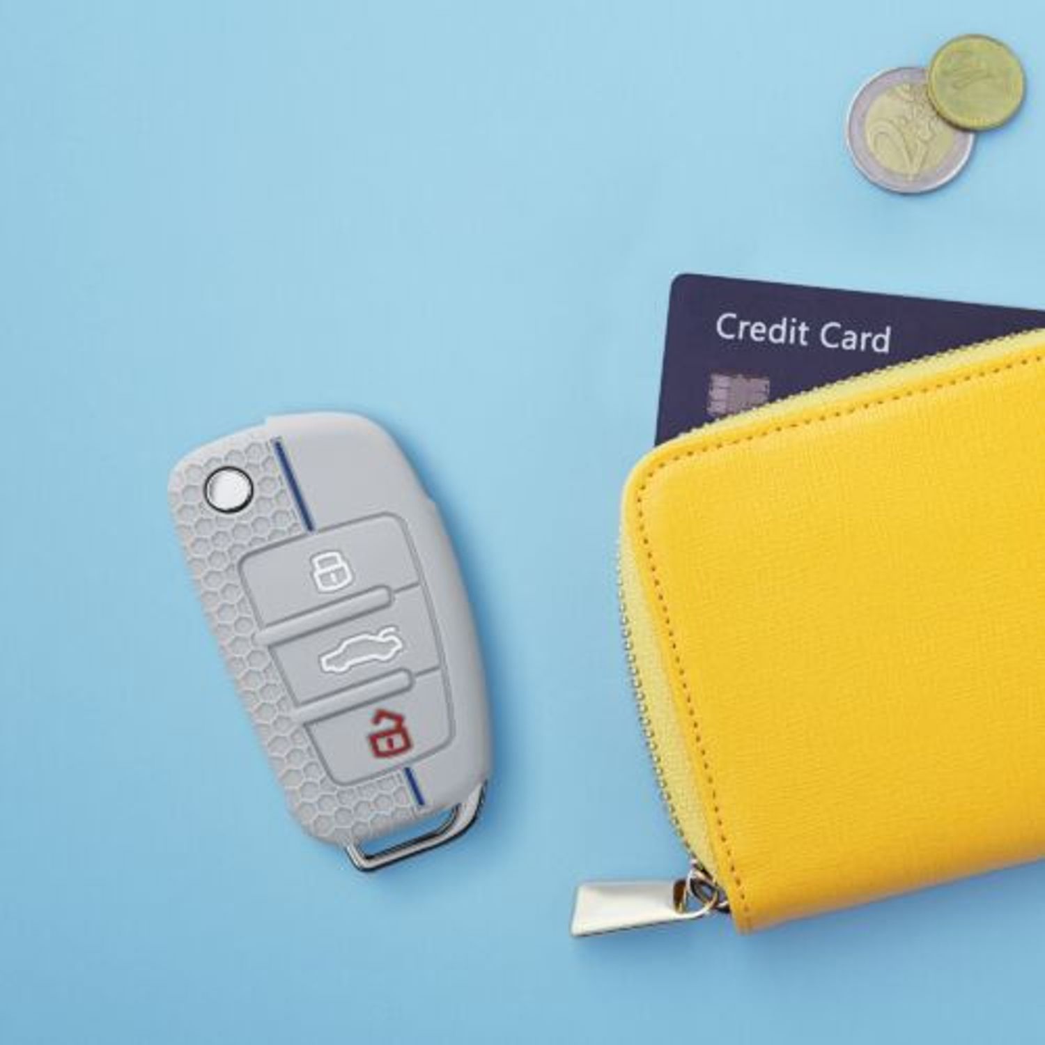 Husa Cheie Auto pentru Audi, 3 Butoane, Kwmobile, Silicon, Gri, 53134.08 fotografia produsului View 10 L