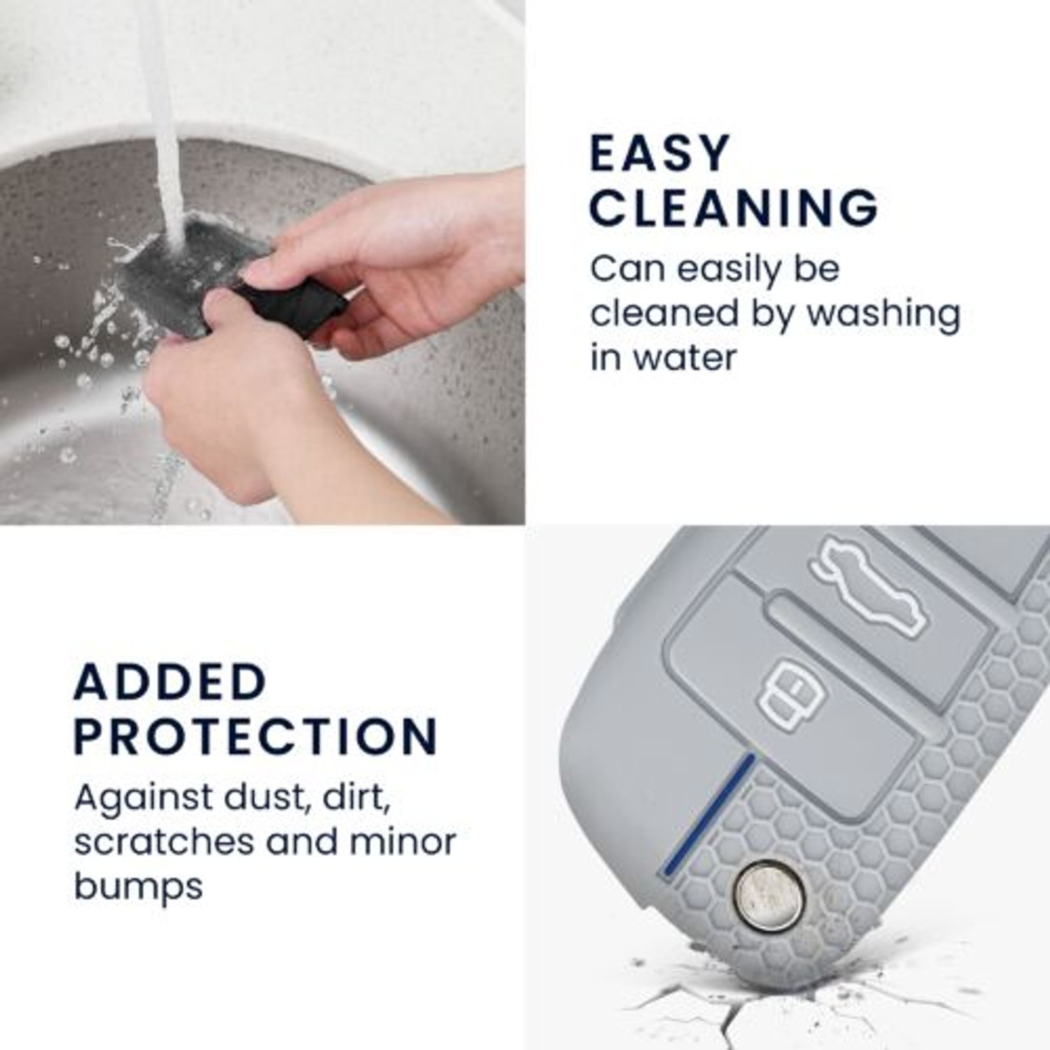 Husa Cheie Auto pentru Audi, 3 Butoane, Kwmobile, Silicon, Gri, 53134.08 fotografia produsului View 7 L