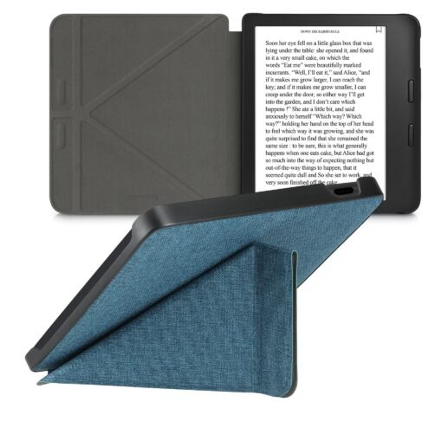 Husa pentru Kobo Libra 2, Kwmobile, Albastru, Textil, 56582.78 fotografia produsului View 2 L