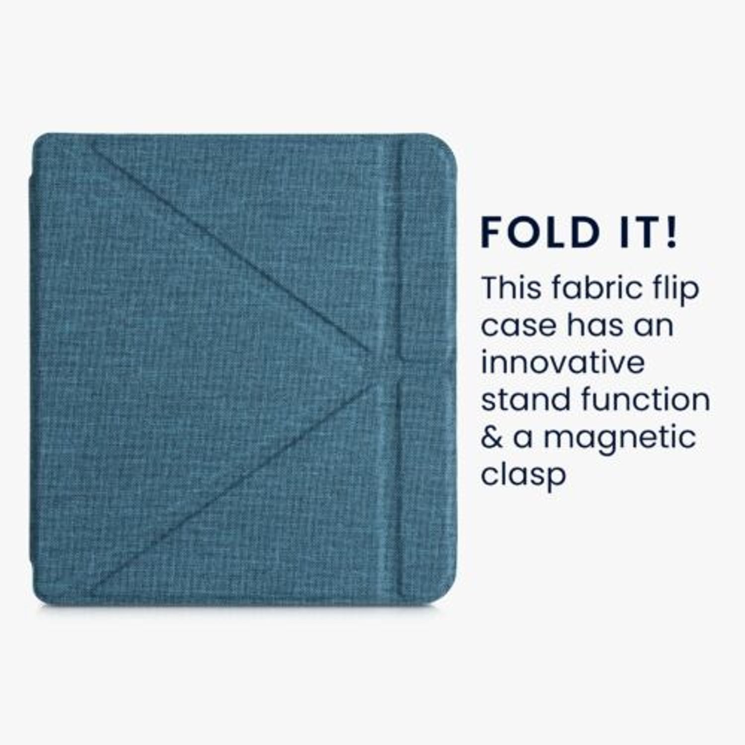 Husa pentru Kobo Libra 2, Kwmobile, Albastru, Textil, 56582.78 fotografia produsului View 4 L