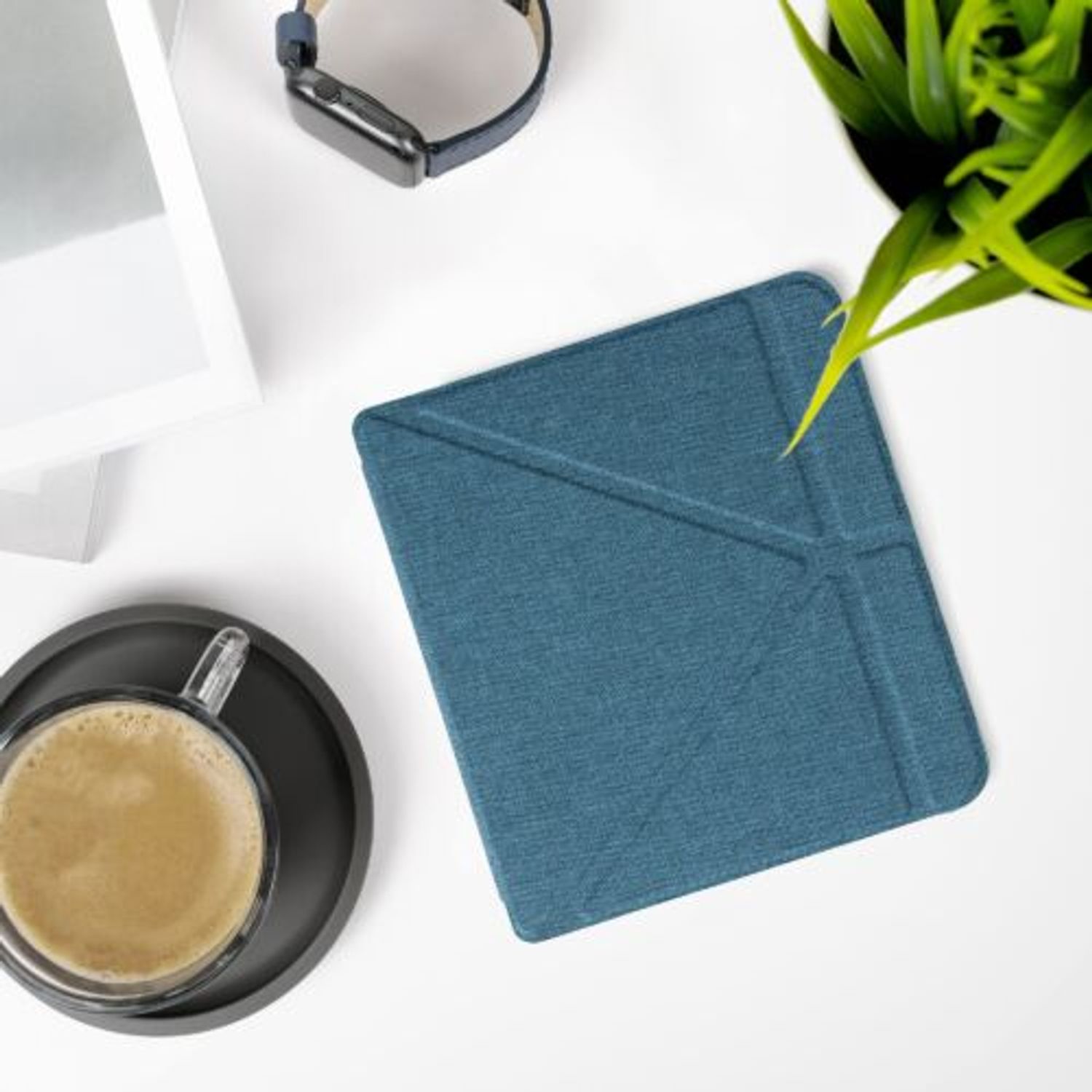 Husa pentru Kobo Libra 2, Kwmobile, Albastru, Textil, 56582.78 fotografia produsului View 3 L
