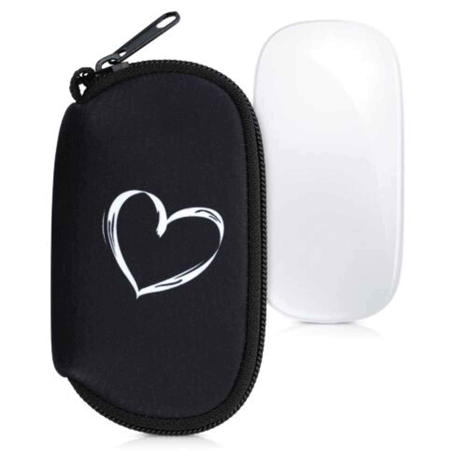 Husa pentru mouse Apple Magic Mouse 2/Magic Mouse 1, Kwmobile, Negru/Alb, Neopren, 51118.03 fotografia produsului