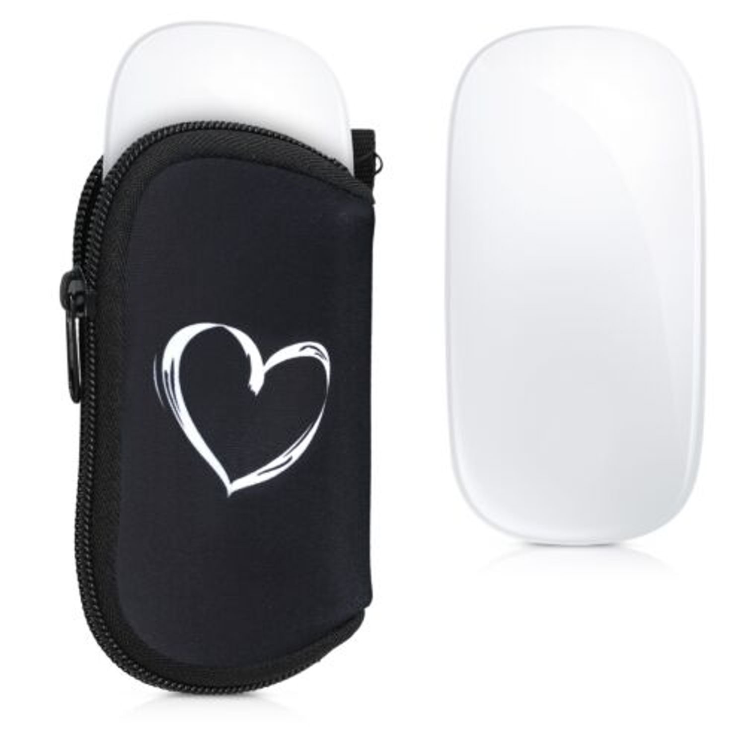 Husa pentru mouse Apple Magic Mouse 2/Magic Mouse 1, Kwmobile, Negru/Alb, Neopren, 51118.03 fotografia produsului View 2 L